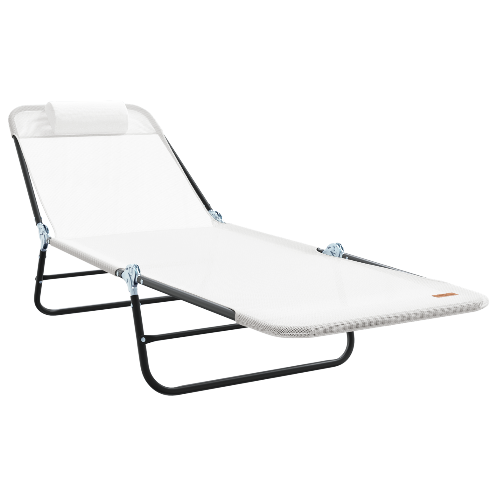 Folding Sun Loungers 2 pcs with Headrest Cream Textilene - Image 4