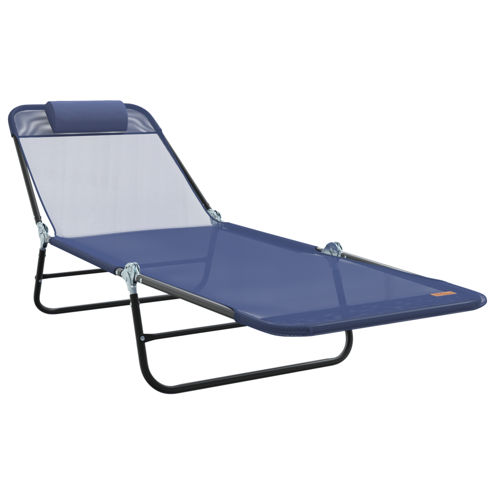 Folding Sun Loungers 2 pcs with Headrest Navy Textilene - Image 4
