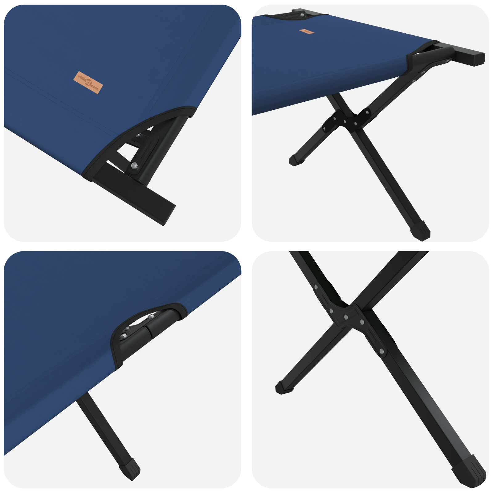 Folding Sun Bed with Carry Bag Blue 600D Oxford Fabric - Image 7