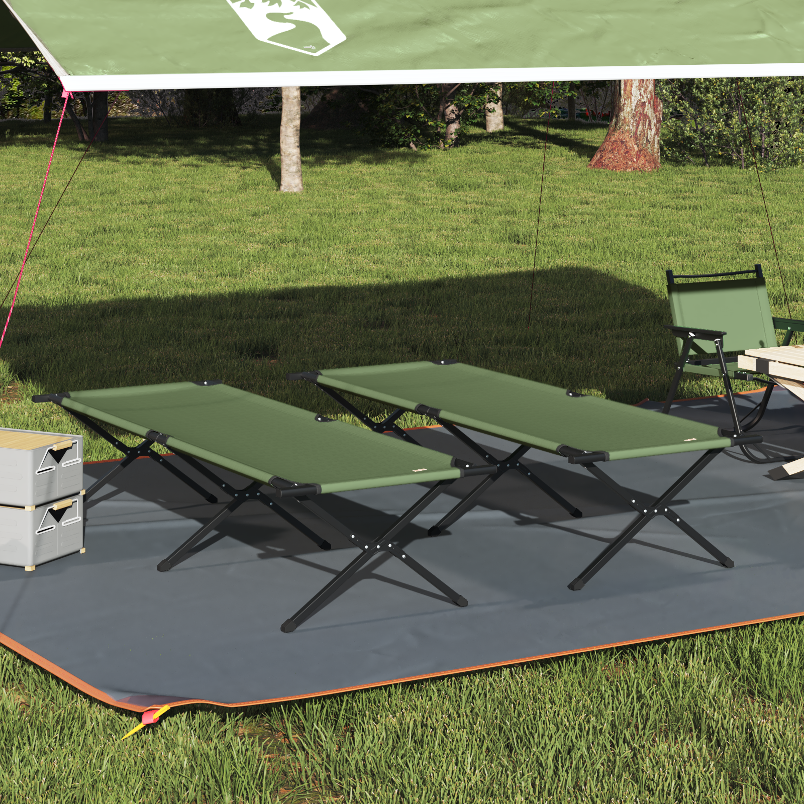 Folding Sun Beds 2 pcs with Carry Bag Amy Yellow 600D Oxford Fabric