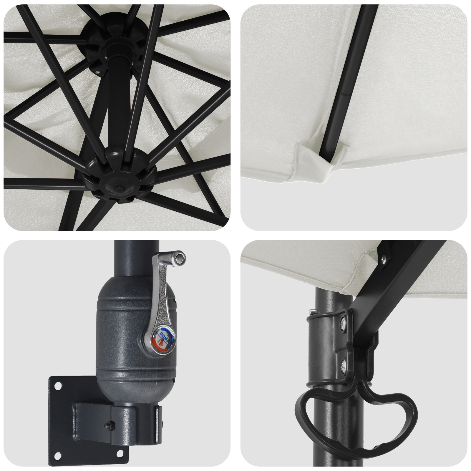 Cantilever Umbrella Sand Polyester, Aluminium Large Collapsible - Image 7