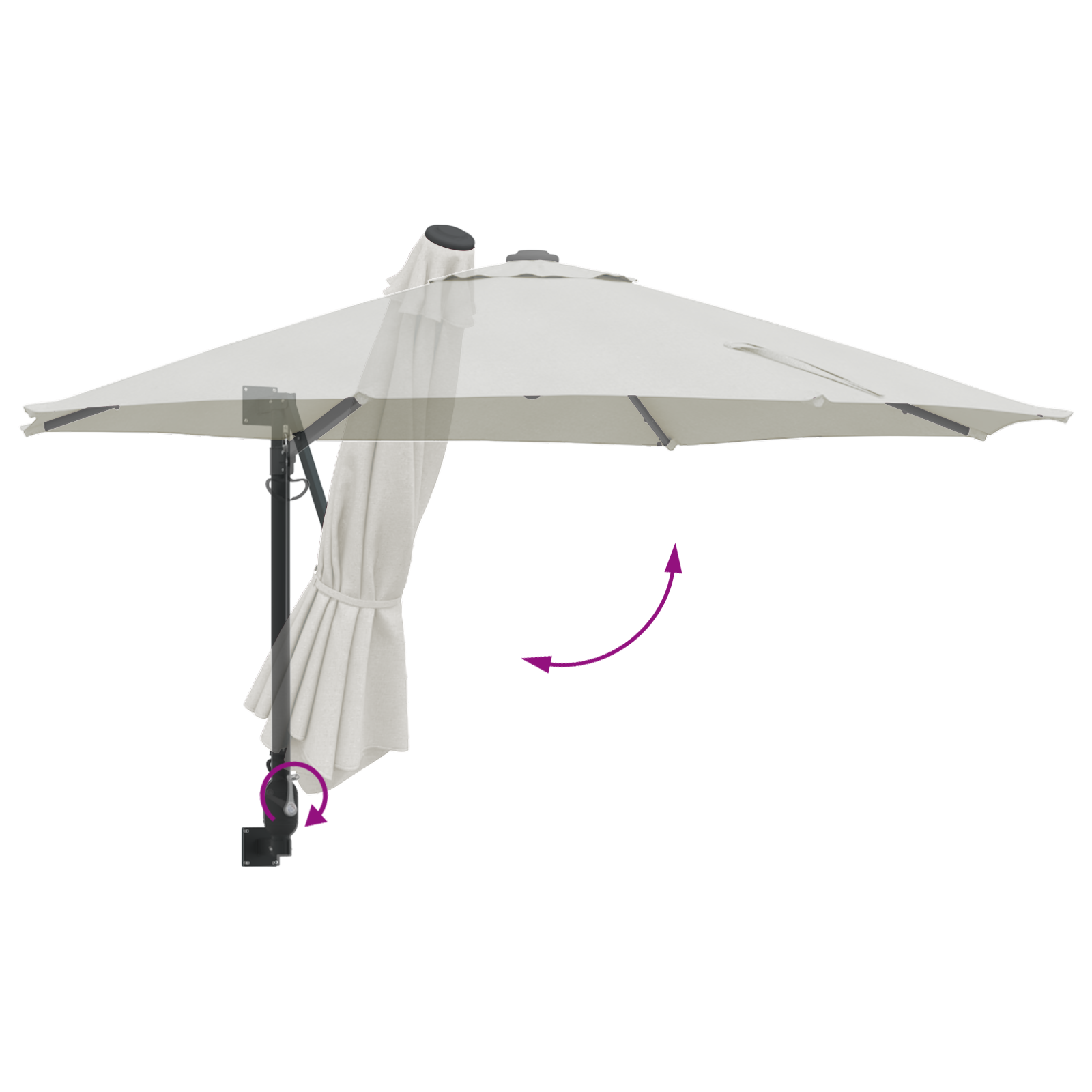Cantilever Umbrella Sand Polyester, Aluminium Large Collapsible - Image 8