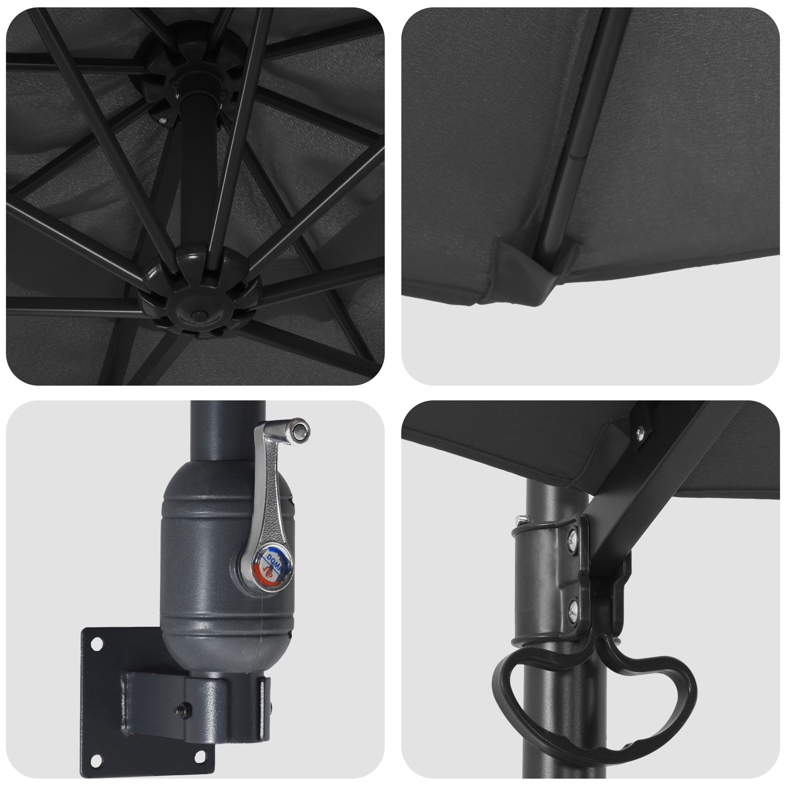 Patio Umbrella Anthracite Powder-Coated Steel, Polyester Large - Image 7