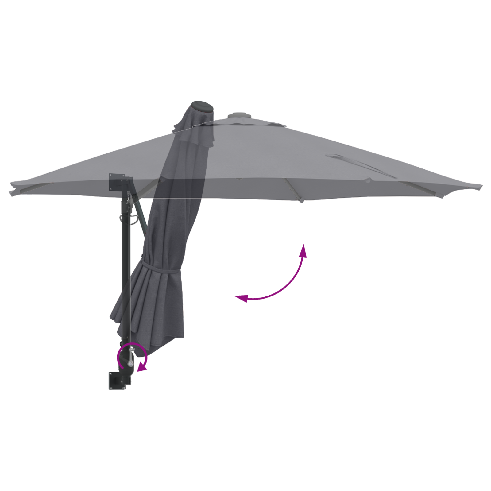 Patio Umbrella Anthracite Powder-Coated Steel, Polyester Large - Image 8