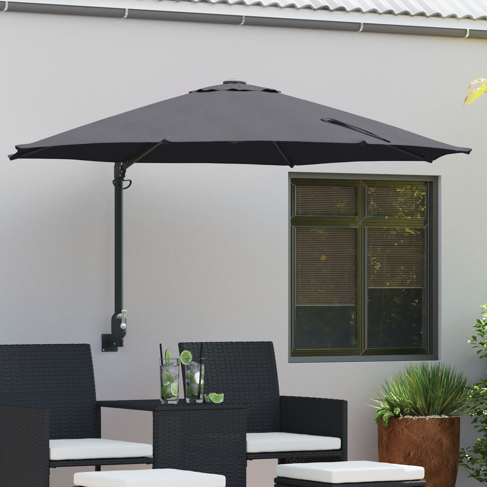 Tuinparasol Antraciet Gepoedercoat staal, Polyester Groot Parasol
