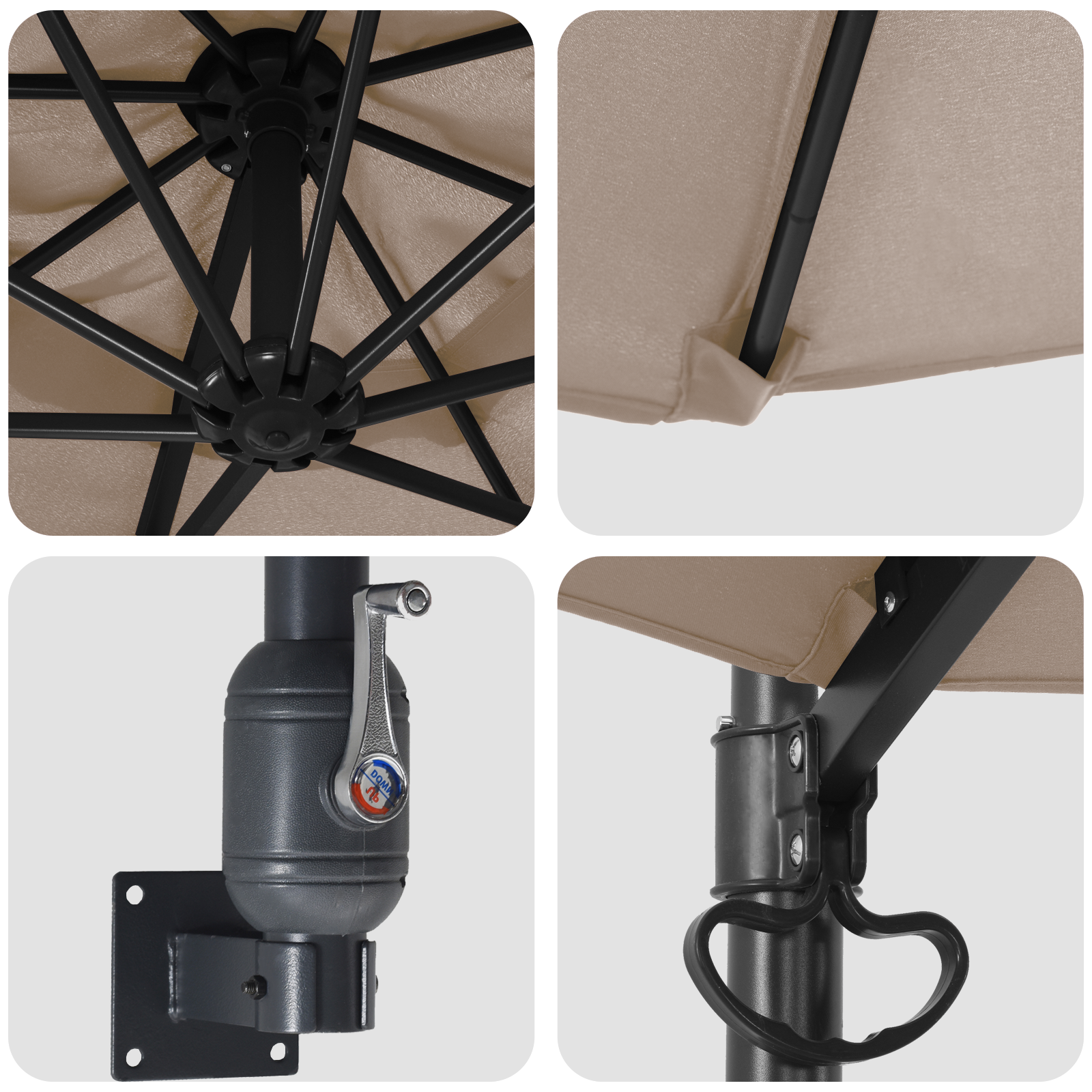 Patio Umbrella Taupe Polyester Large Foldable Patio Umbrella - Image 7