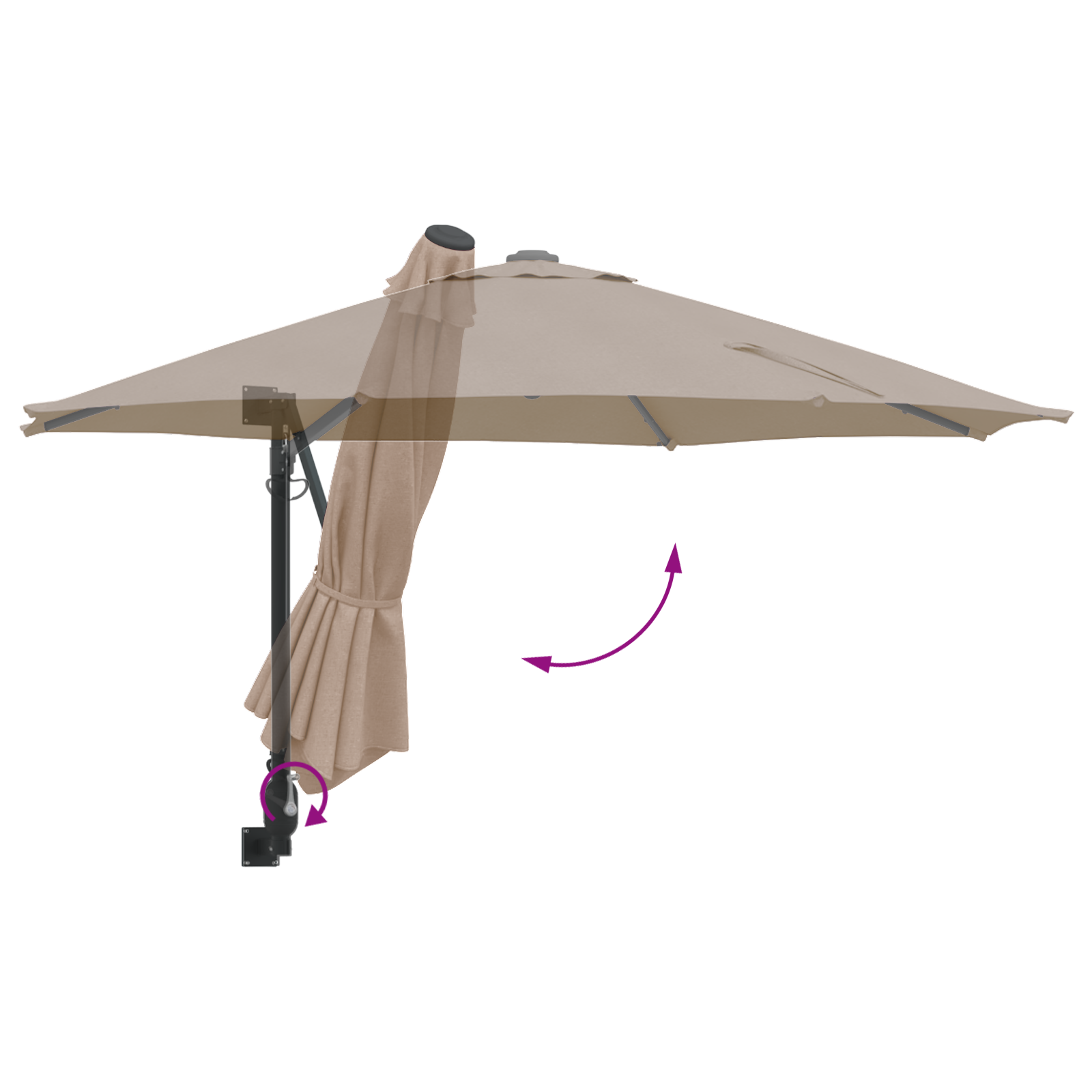 Patio Umbrella Taupe Polyester Large Foldable Patio Umbrella - Image 8