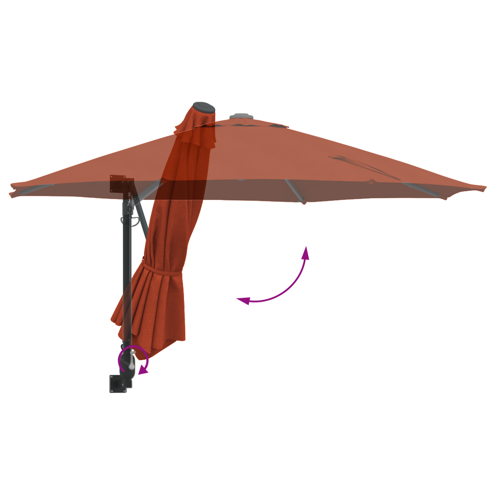 Patio Umbrella Terracotta Aluminium frame, Polyester canopy Large - Image 8