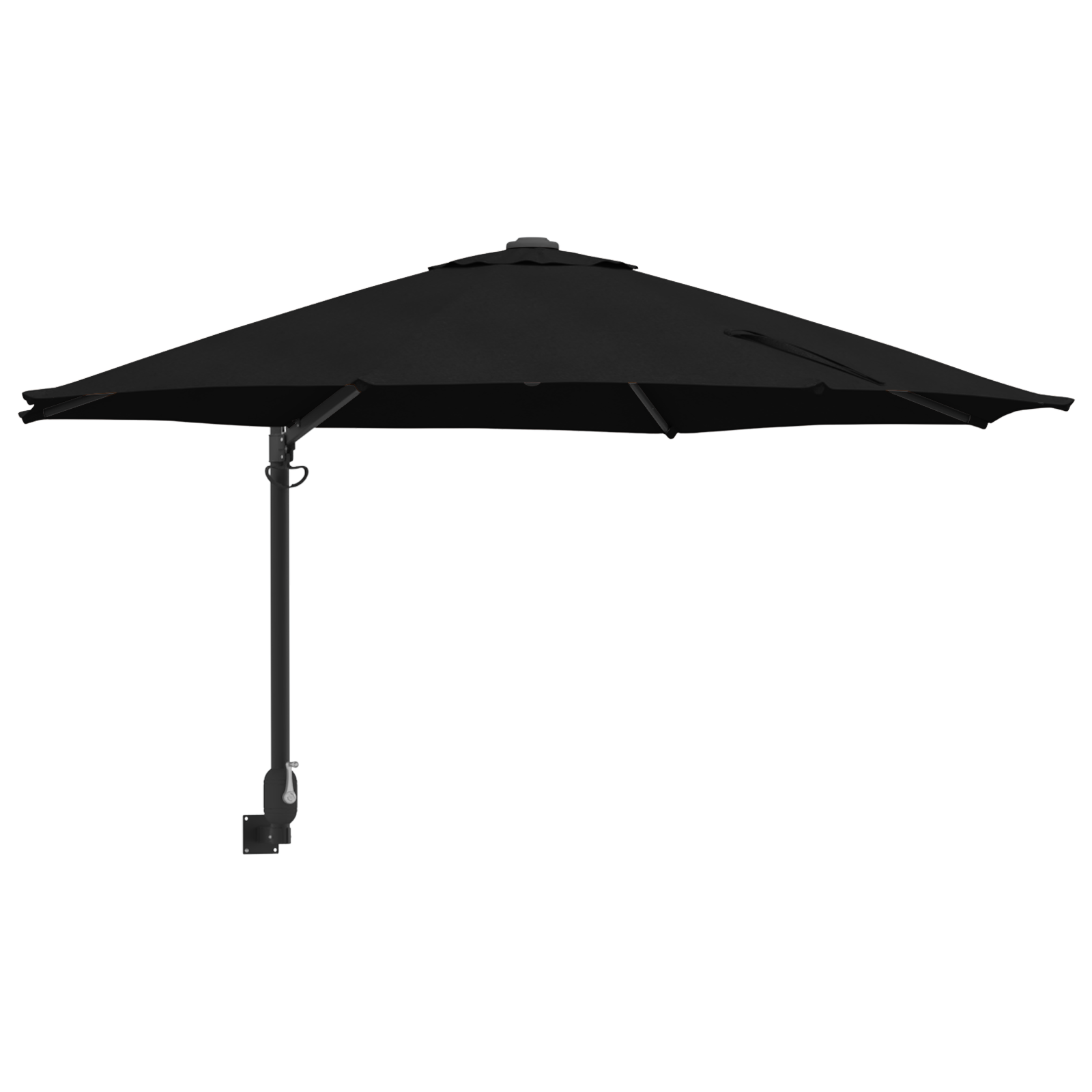 Patio Umbrella Black Polyester, Powder-Coated Steel Large - Image 2
