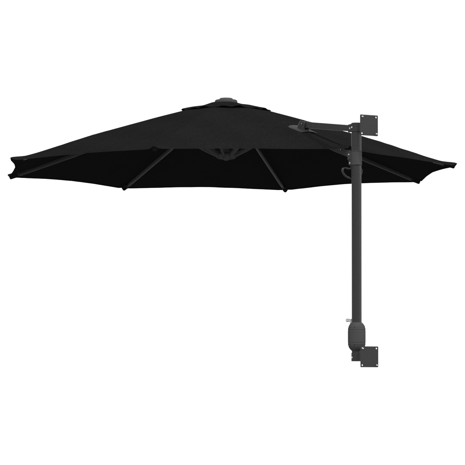 Patio Umbrella Black Polyester, Powder-Coated Steel Large - Image 6
