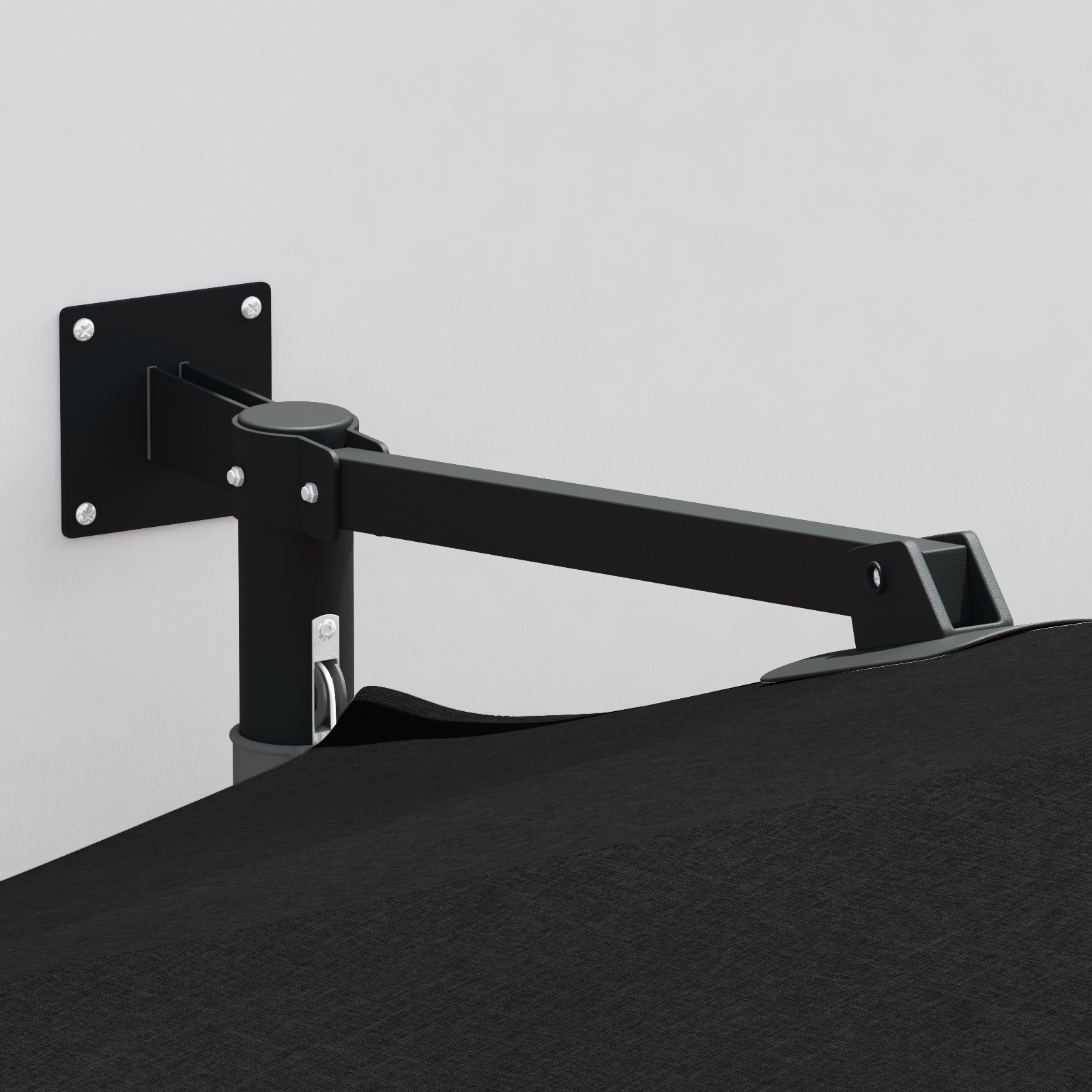 Patio Umbrella Black Polyester, Powder-Coated Steel Large - Image 3