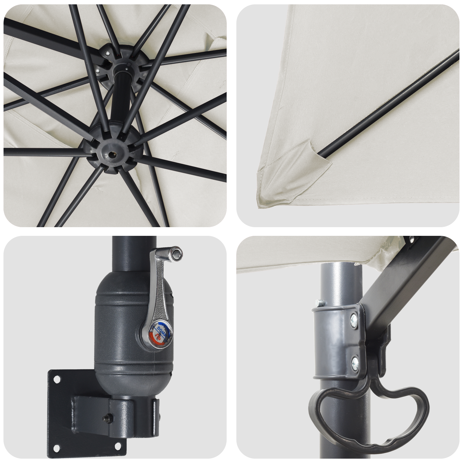 Patio Umbrella Sand Polyester, Aluminium Large Foldable - Image 7