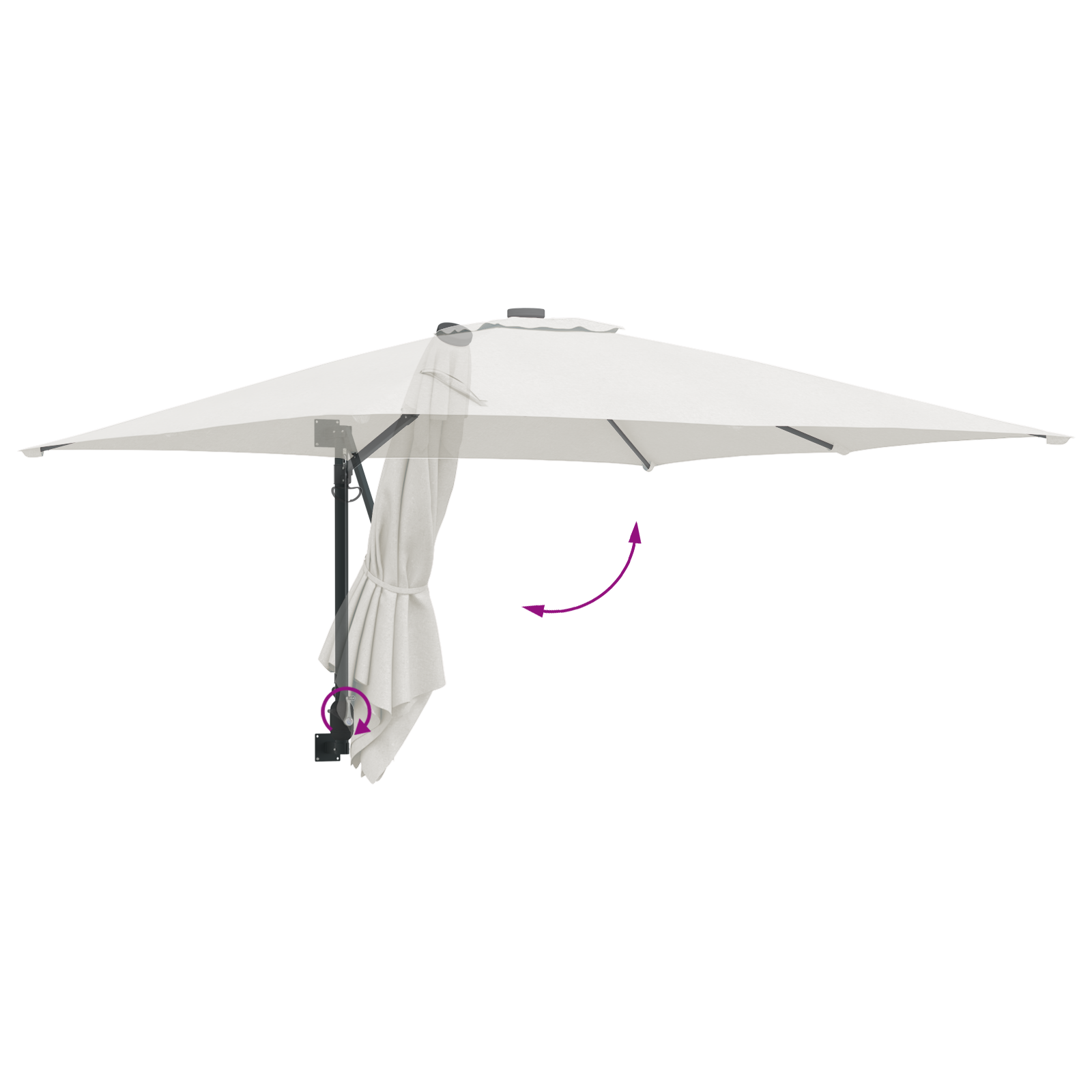 Patio Umbrella Sand Polyester, Aluminium Large Foldable - Image 8