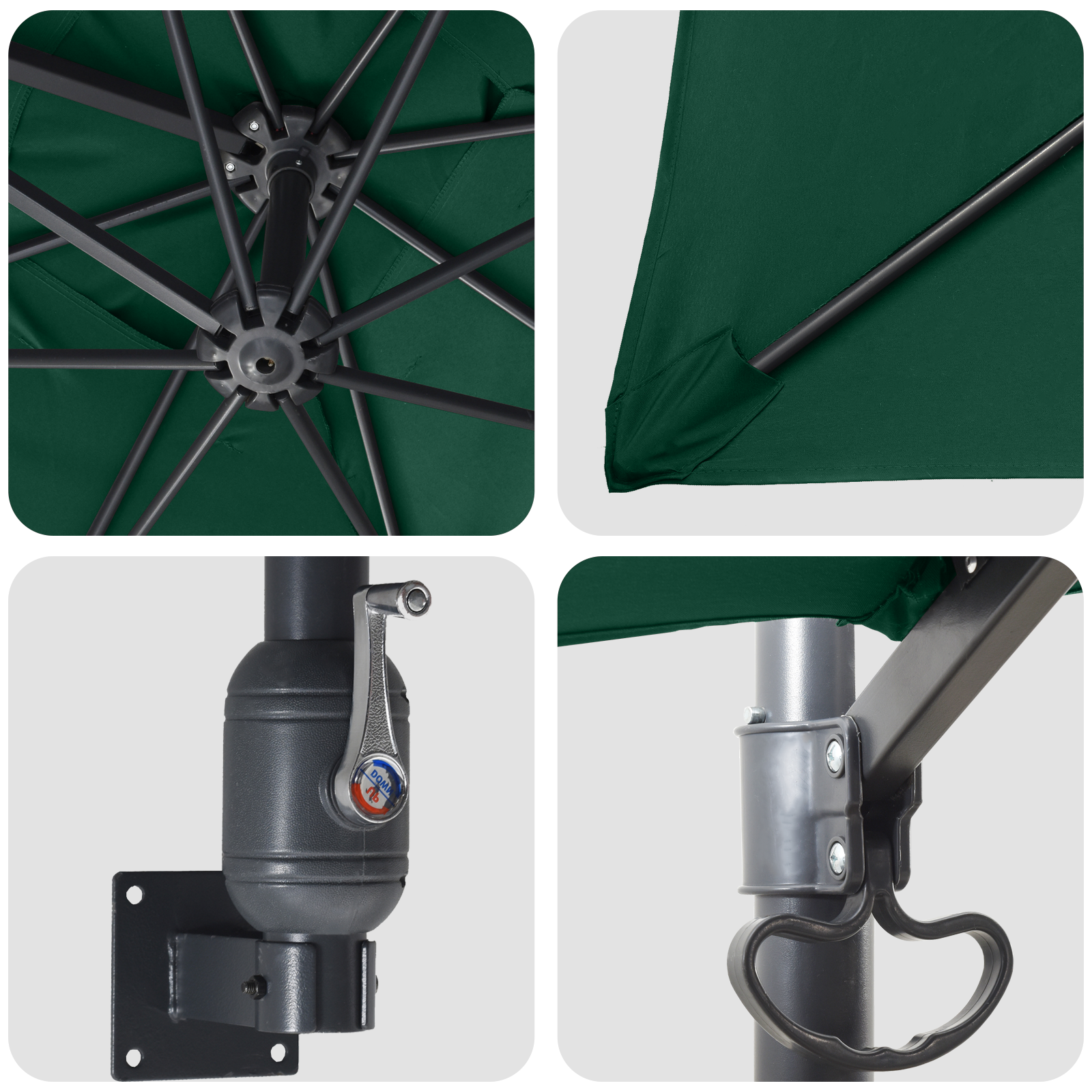 Patio Umbrella Green Polyester 300 cm x 300 cm Collapsible - Image 7