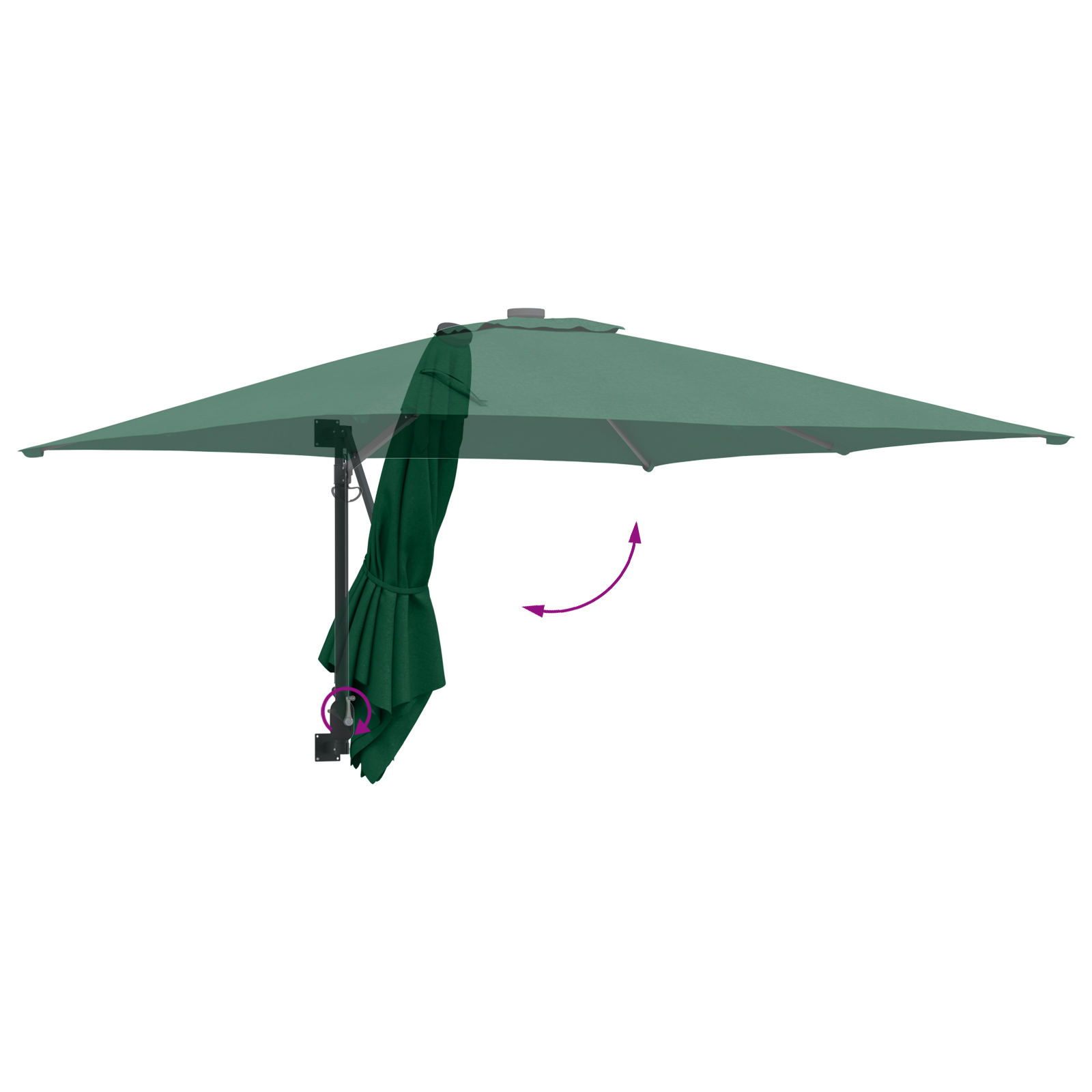 Patio Umbrella Green Polyester 300 cm x 300 cm Collapsible - Image 8