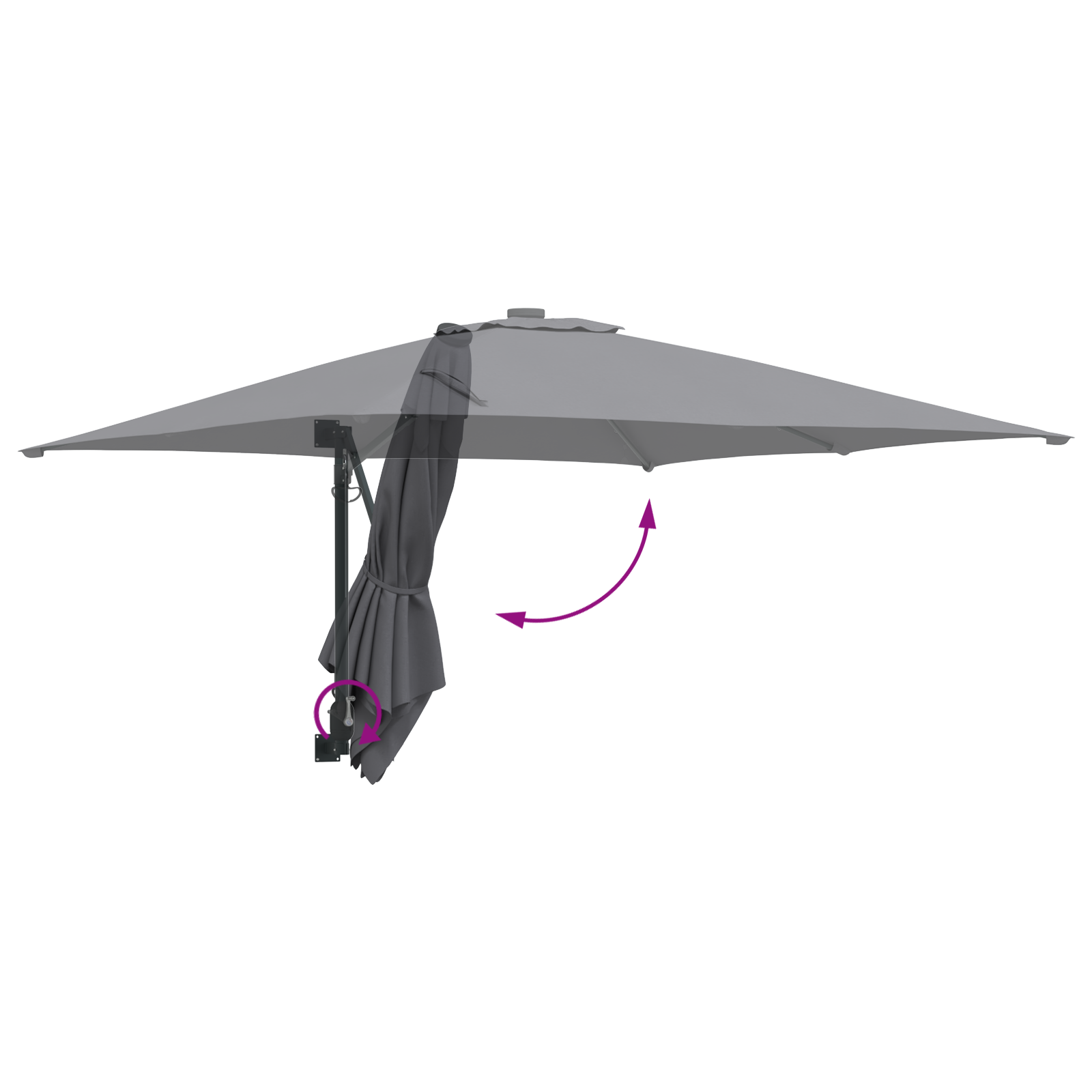 Outdoor Umbrella Anthracite Polyester, Powder-Coated Steel Large - Image 8