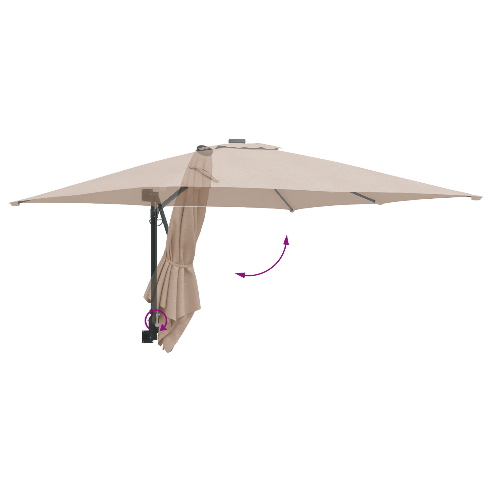 Patio Umbrella Taupe Polyester Large Foldable Patio Umbrella - Image 8