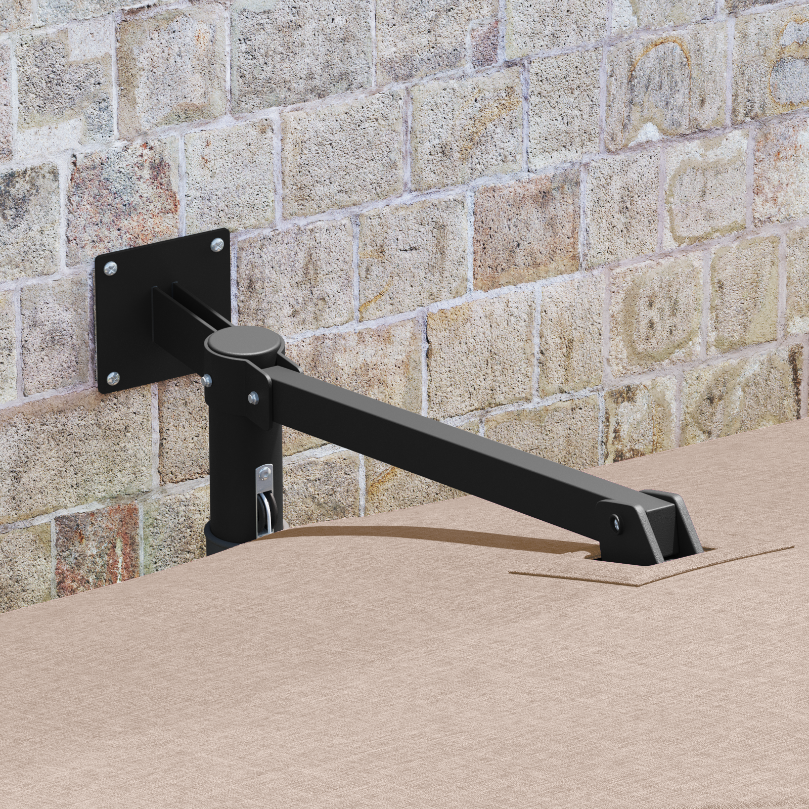 Patio Umbrella Taupe Polyester Large Foldable Patio Umbrella - Image 3