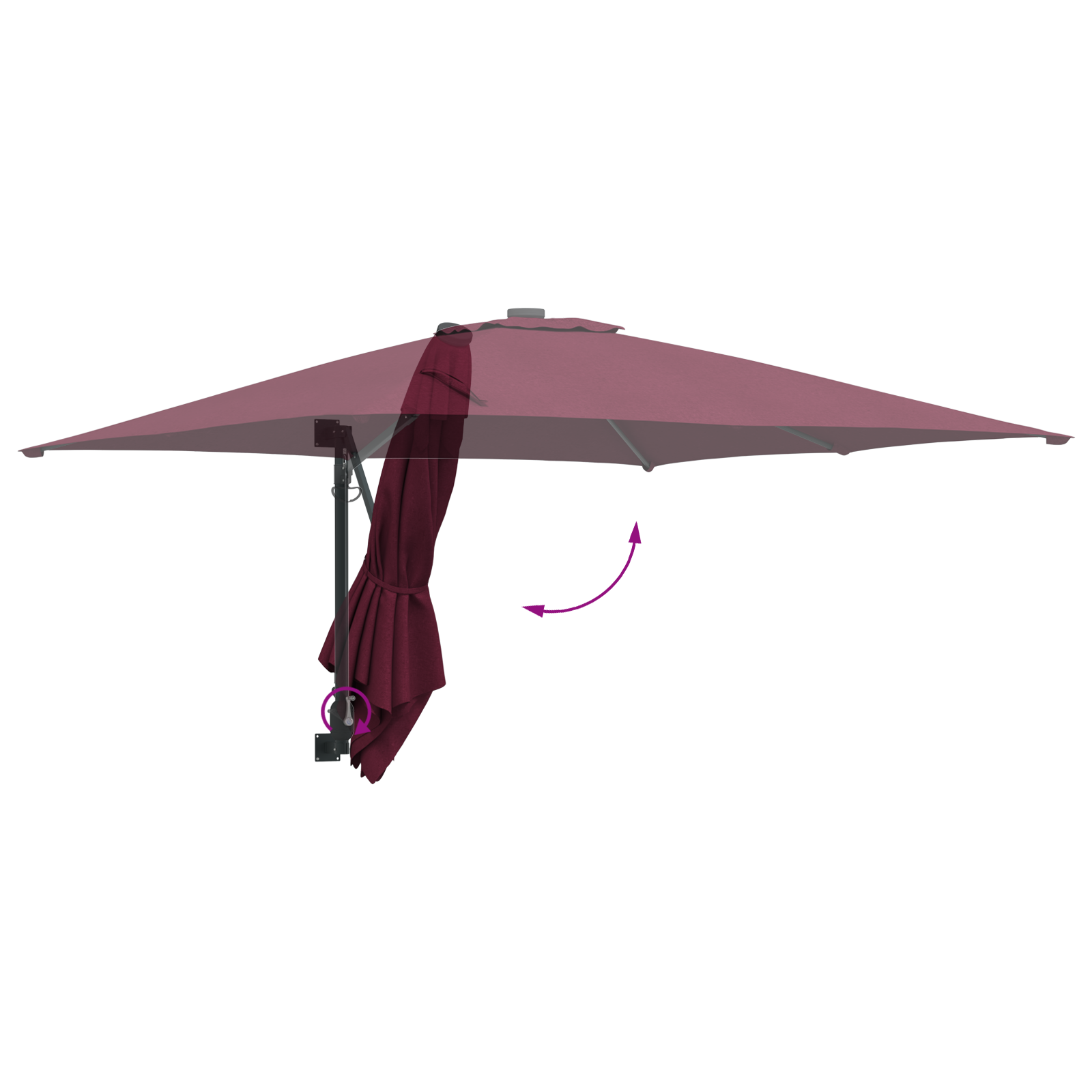 Patio Umbrella Bordeaux red Polyester fabric Large Collapsible - Image 8