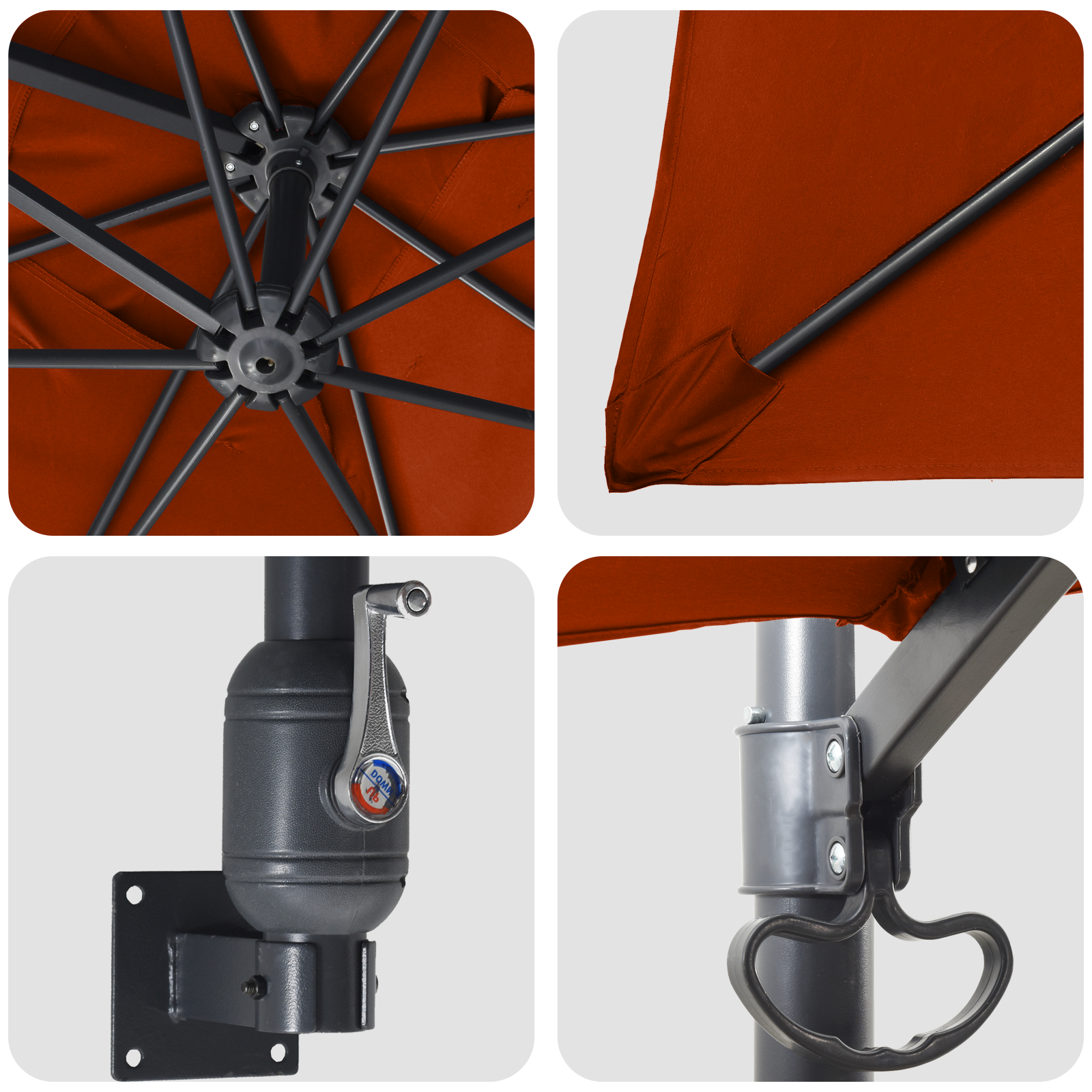 Cantilever Umbrella Terracotta Polyester Large Tiltable - Image 7