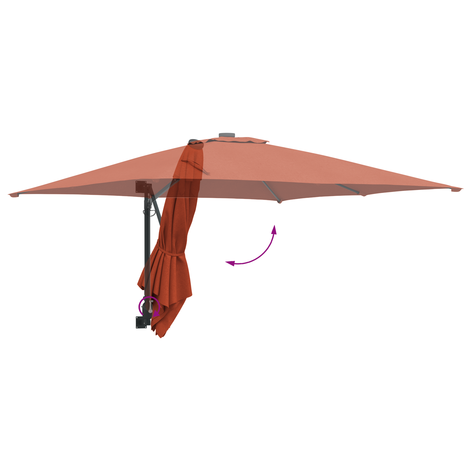 Cantilever Umbrella Terracotta Polyester Large Tiltable - Image 8