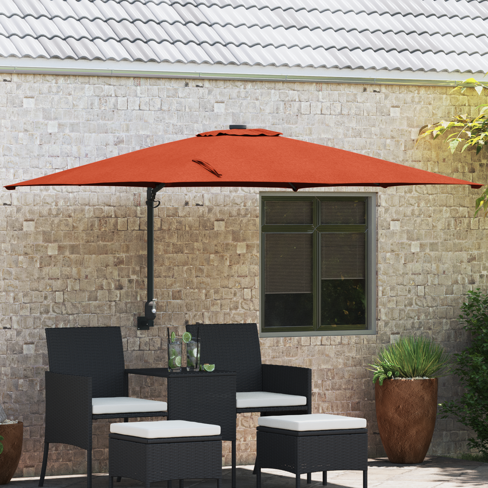 Cantilever Umbrella Terracotta Polyester Large Tiltable