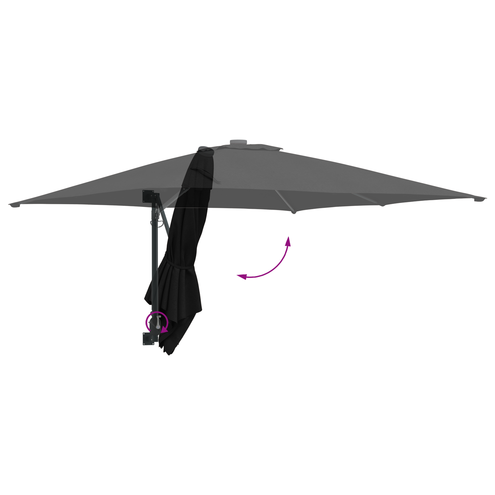 Patio Umbrella Black Polyester, Steel Large Tiltable - Image 8