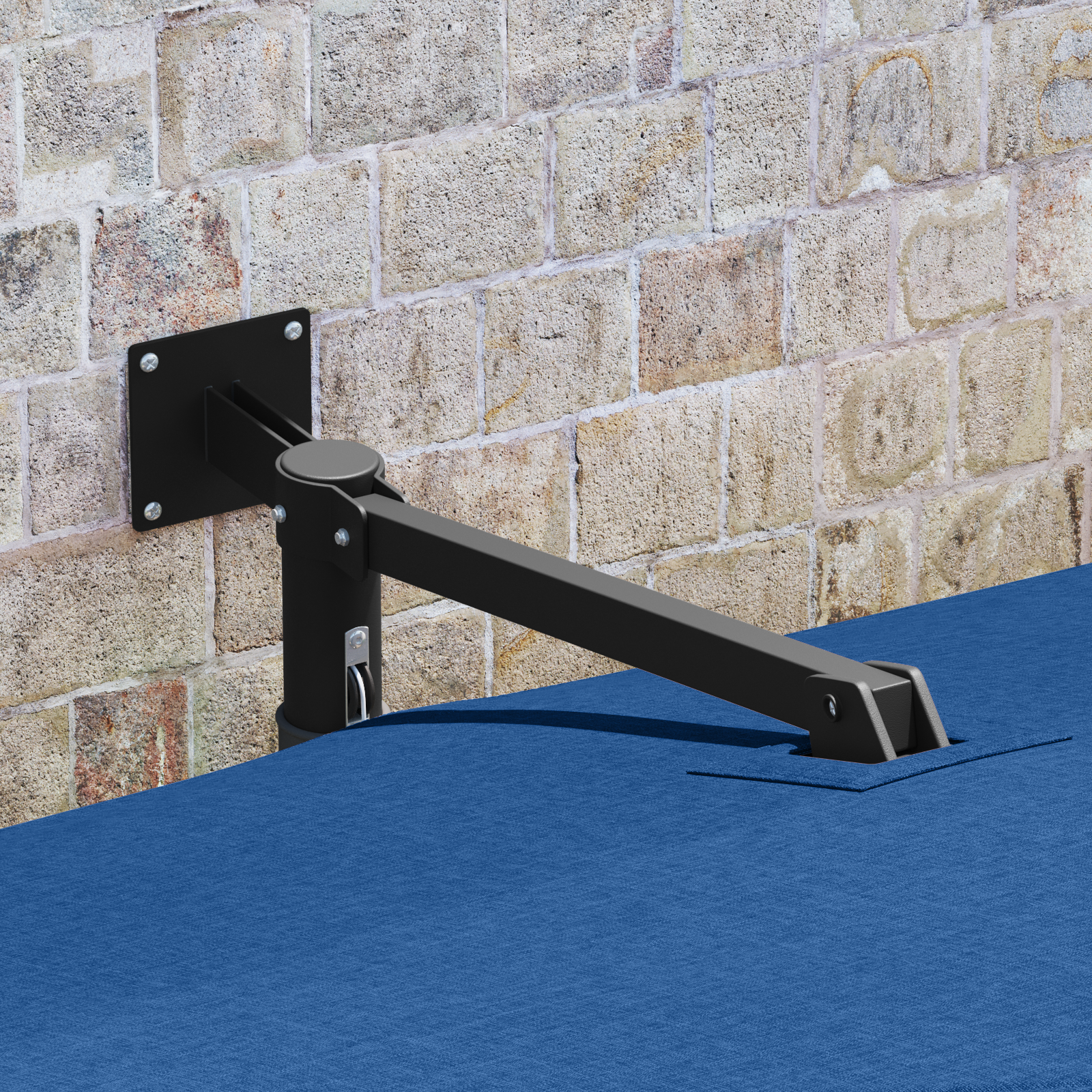 Patio Umbrella Azure Blue Steel, Polyester Large Adjustable - Image 3