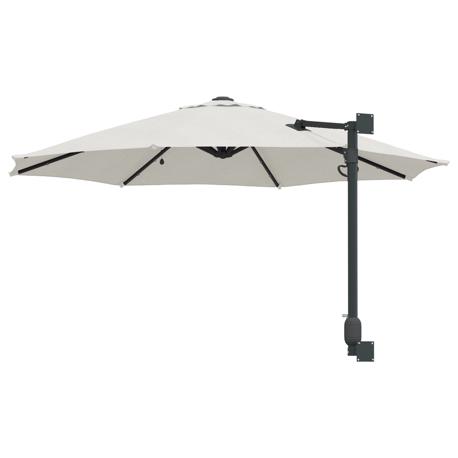Wall-mounted Garden Parasol with LEDs Sand 248 cm - Image 6