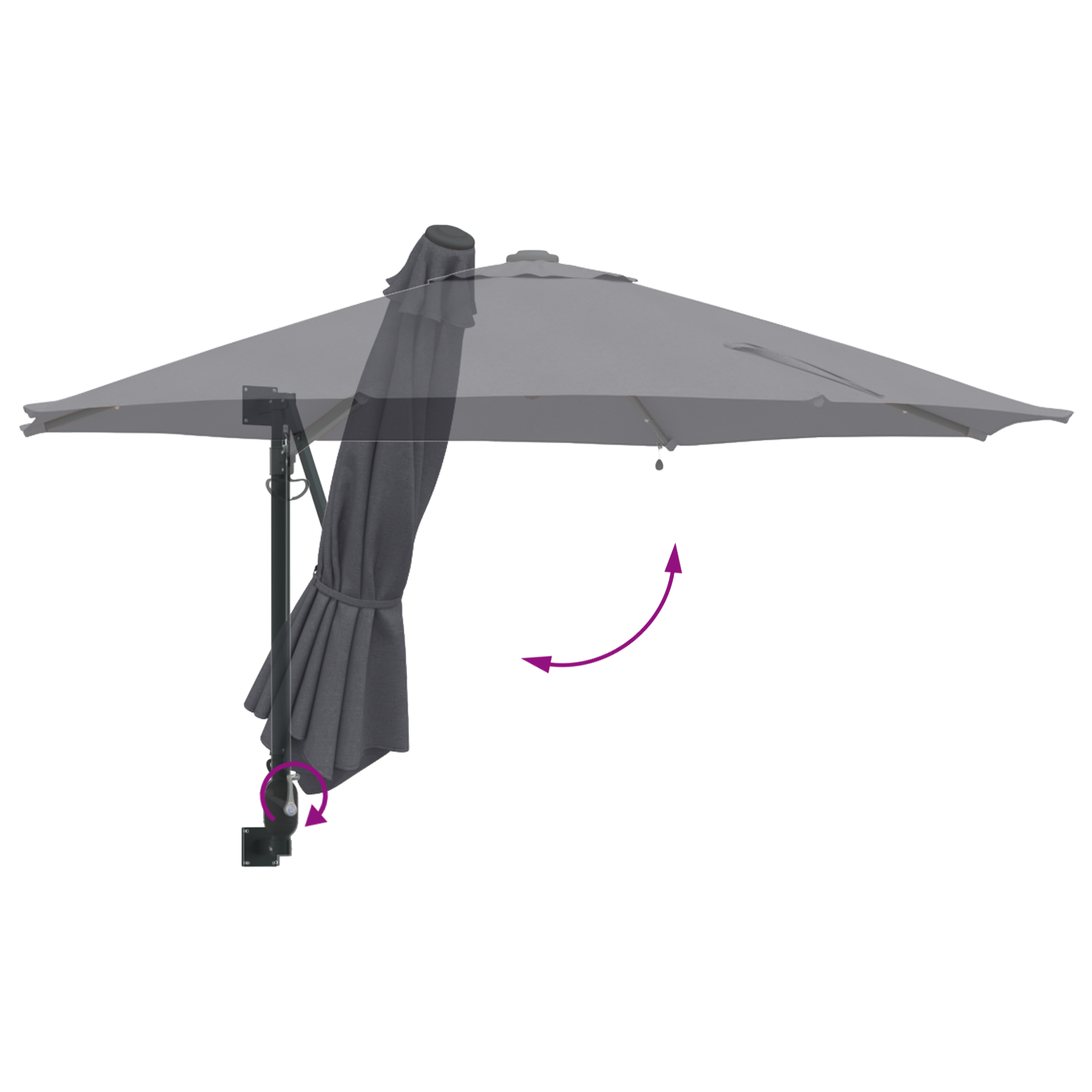 Wall-mounted Garden Parasol with LEDs Antracite 248 cm - Image 8