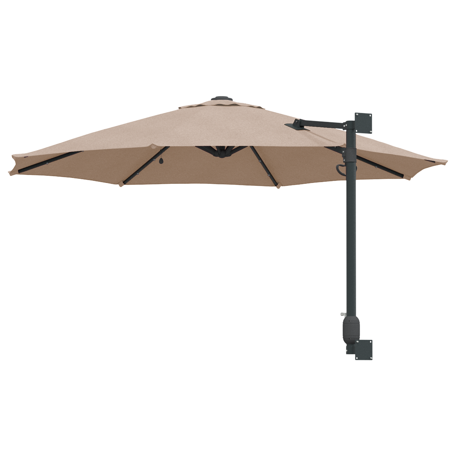 Wall-mounted Garden Parasol with LEDs Taupe 248 cm - Image 6