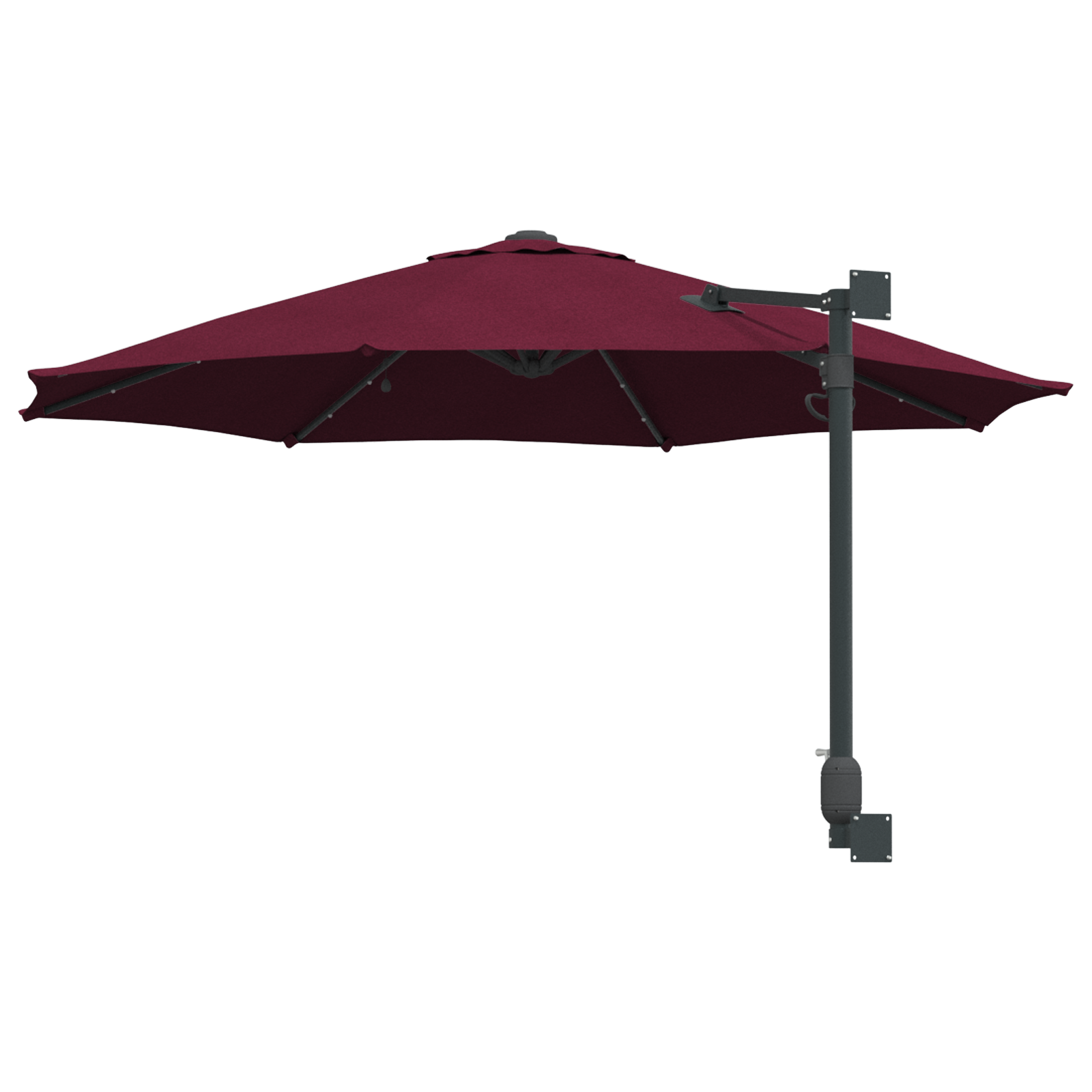 Wall-mounted Garden Parasol with LEDs Bordeaux Red 248 cm - Image 6