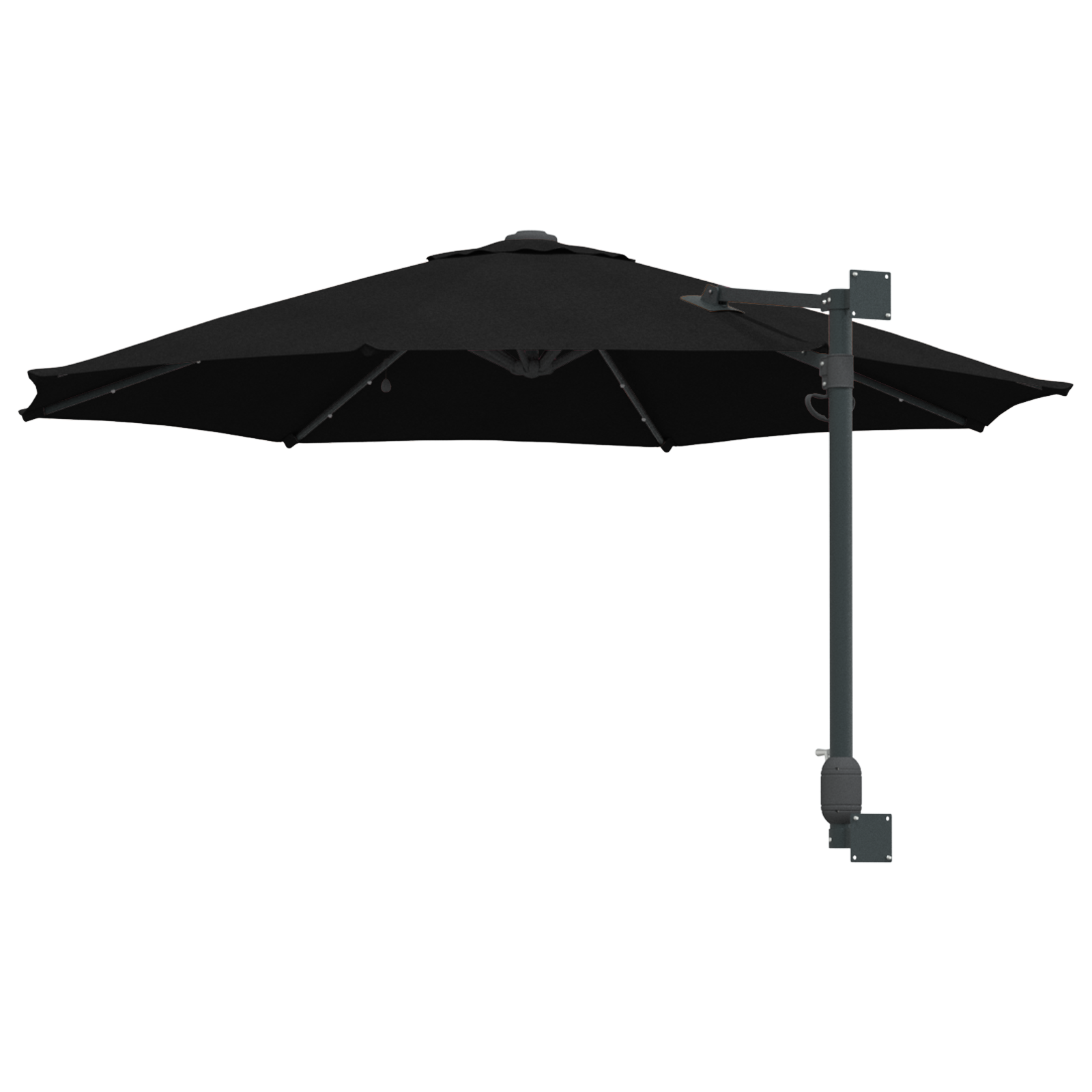Wall-mounted Garden Parasol with LEDs Black 248 cm - Image 6