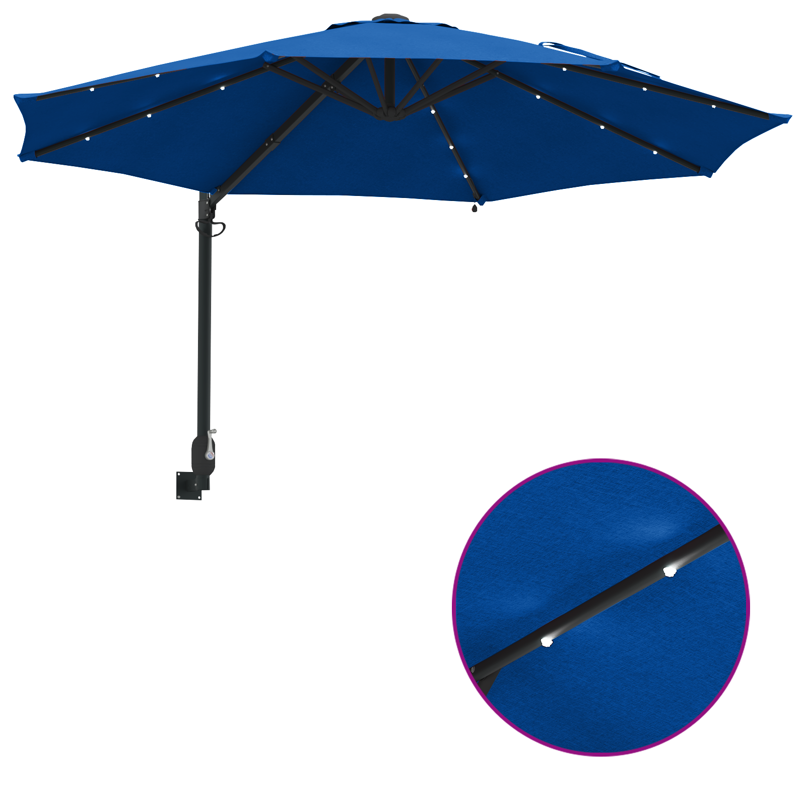 Wall-mounted Garden Parasol with LEDs Azure Blue 248 cm - Image 10
