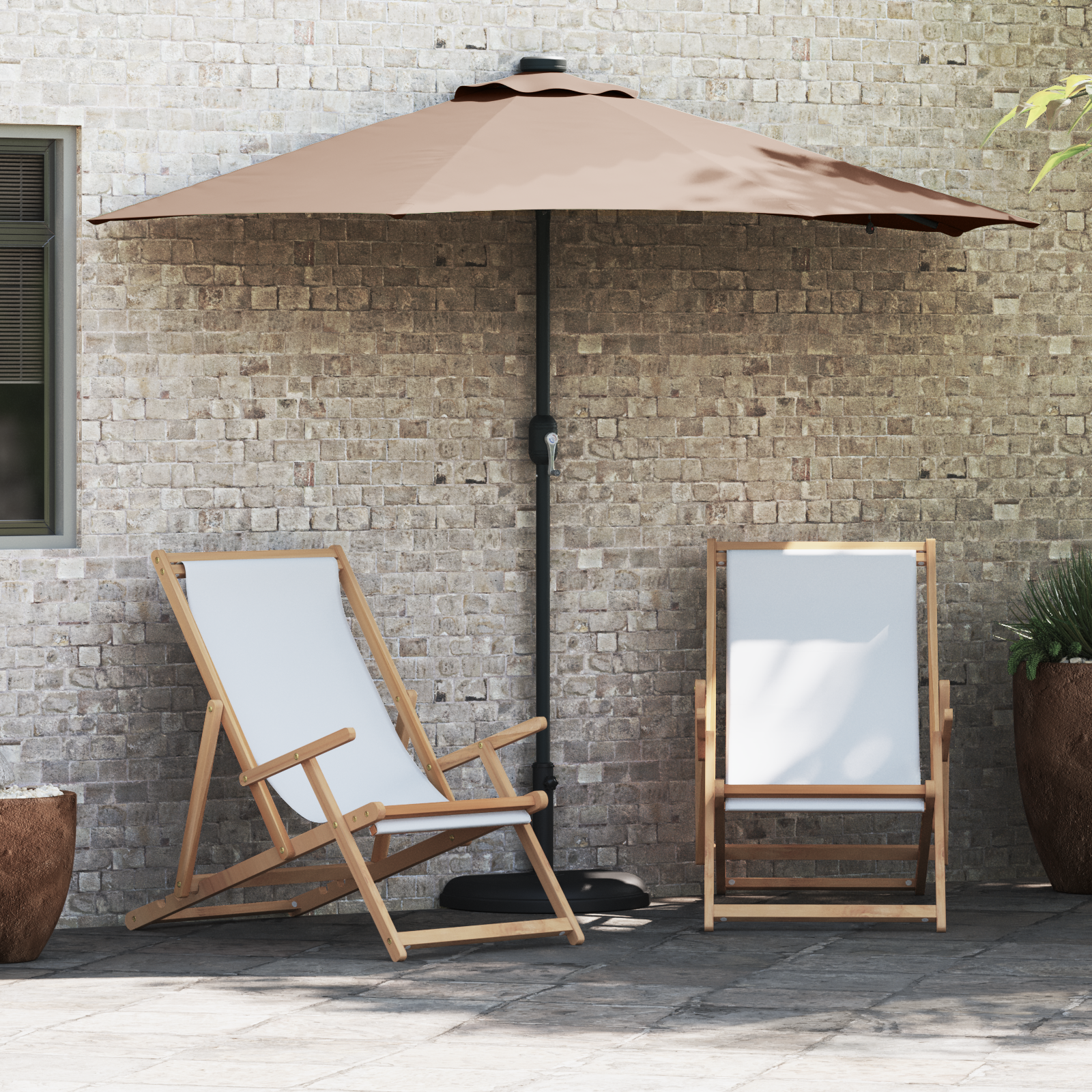Tuinparasol Taupe 294 x 150 x 223 cm Stof