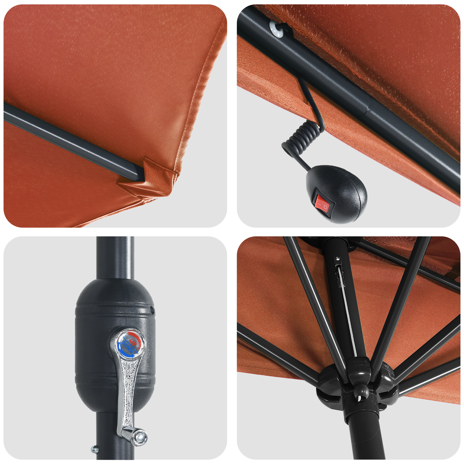 Tuinparasol Terracotta 294 x 150 x 223 cm Stof image 8