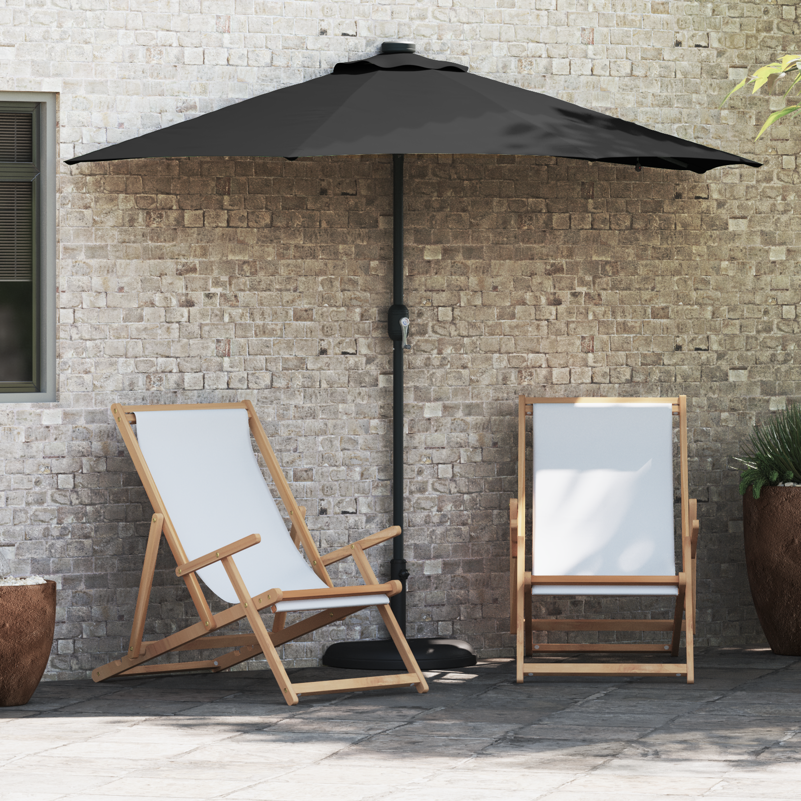 Tuinparasol Zwart 294 x 150 x 223 cm Stof