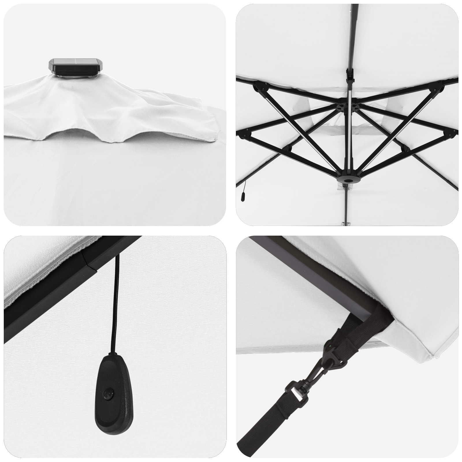 Cantilever Roma Parasol with LEDs Sand 286x285x270 cm Aluminium - Image 8