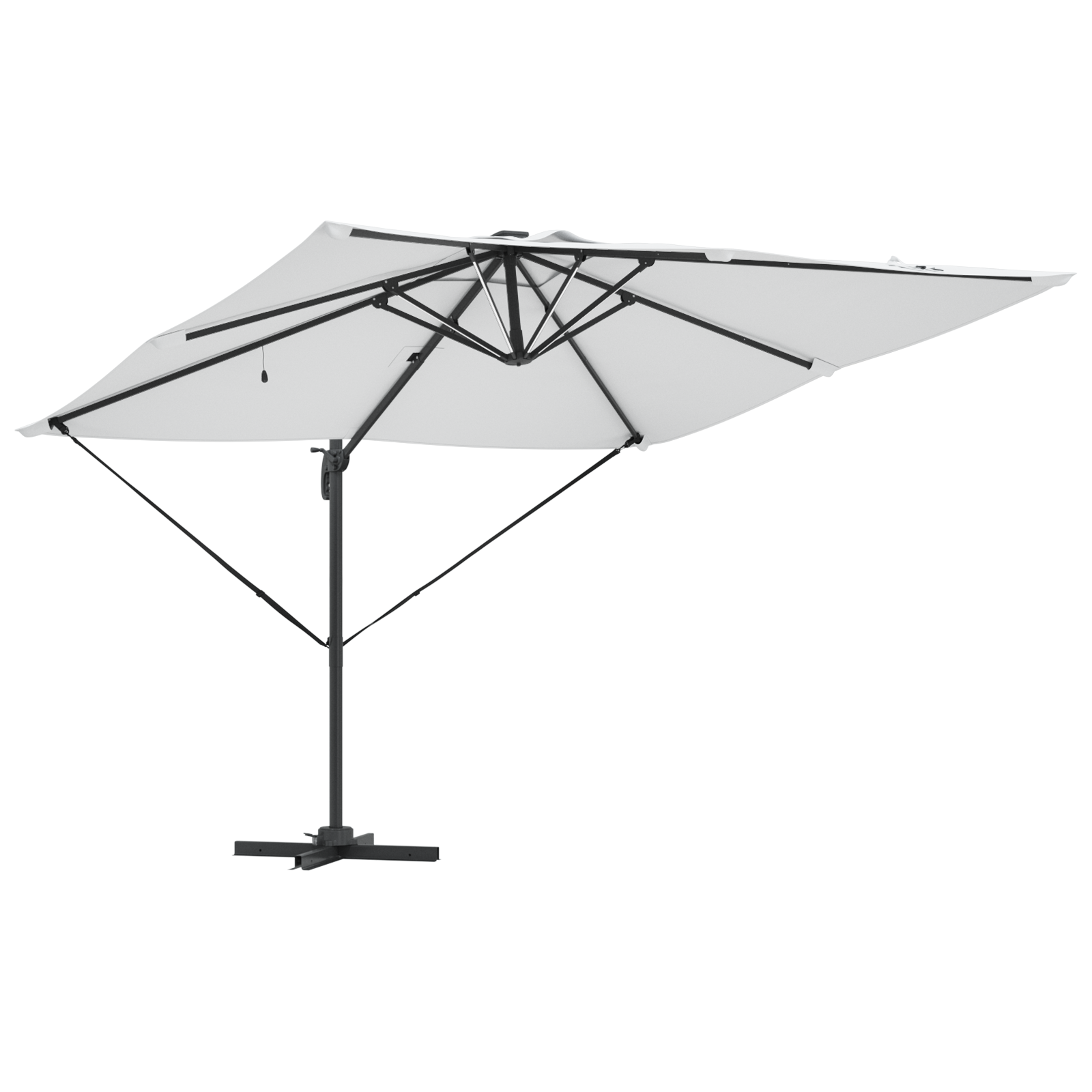 Cantilever Roma Parasol with LEDs Sand 286x285x270 cm Aluminium - Image 4