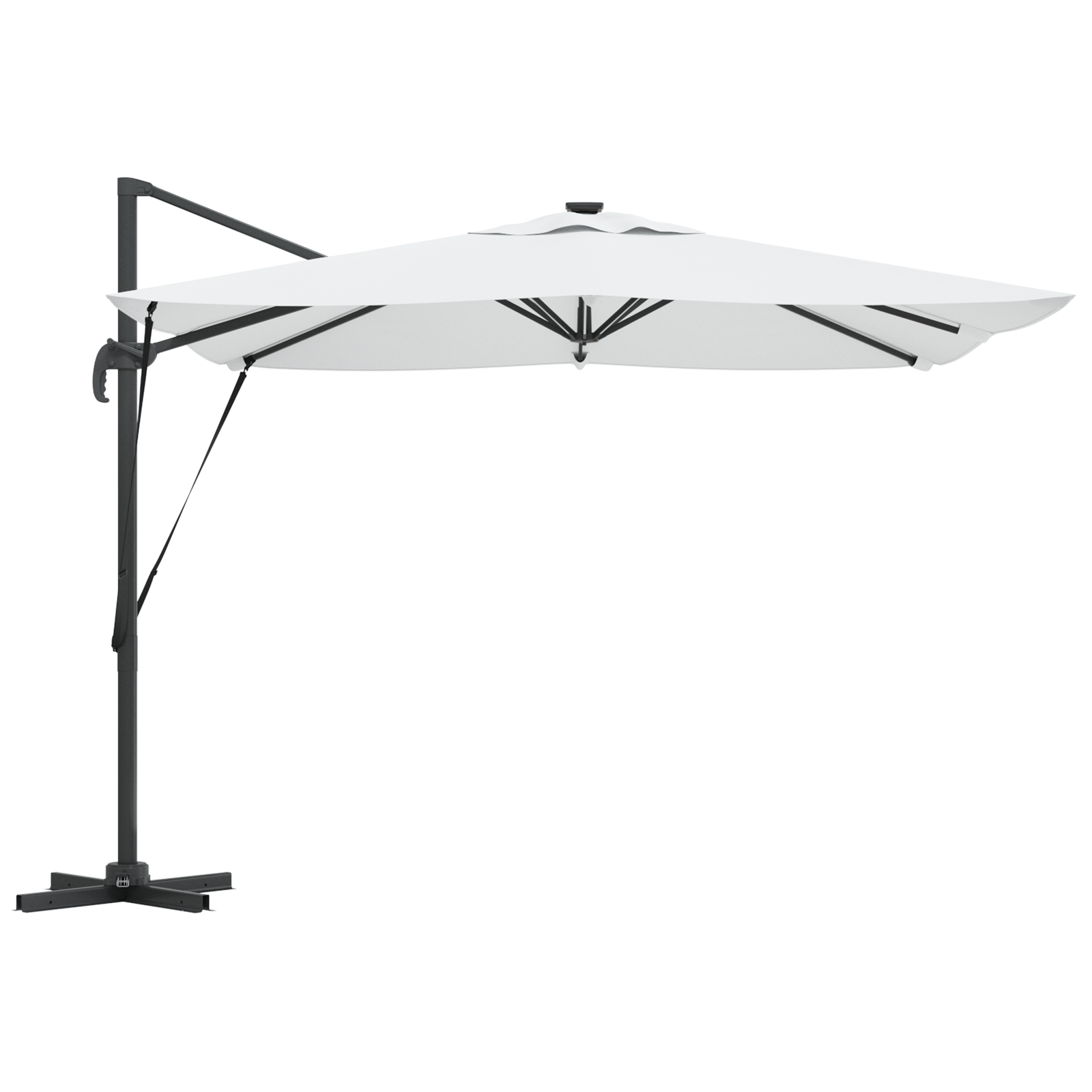 Cantilever Roma Parasol with LEDs Sand 286x285x270 cm Aluminium - Image 6