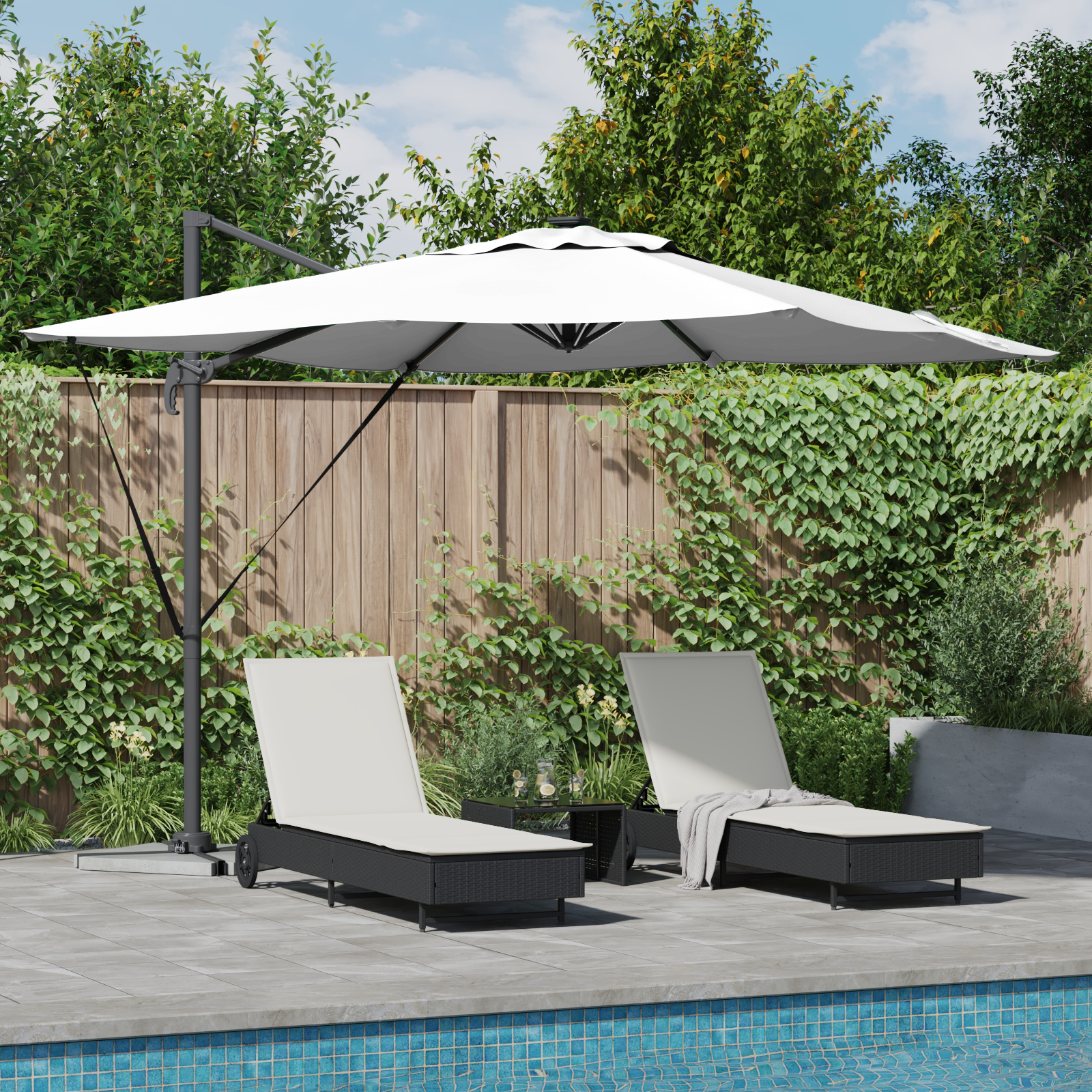 Cantilever Roma Parasol met LED’s Zand 286x285x270 cm Aluminium