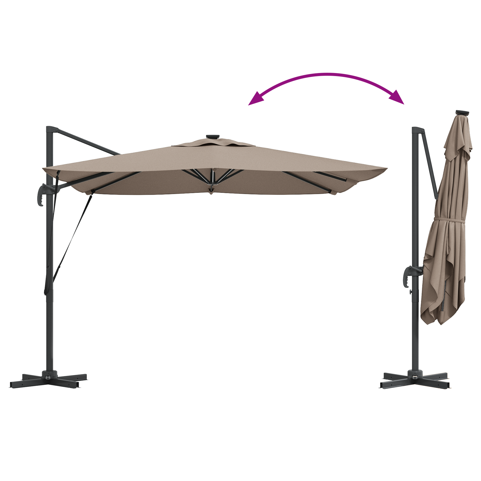 Parasol Taupe 286 x 284 x 270 cm Aluminium en Polyester image 13