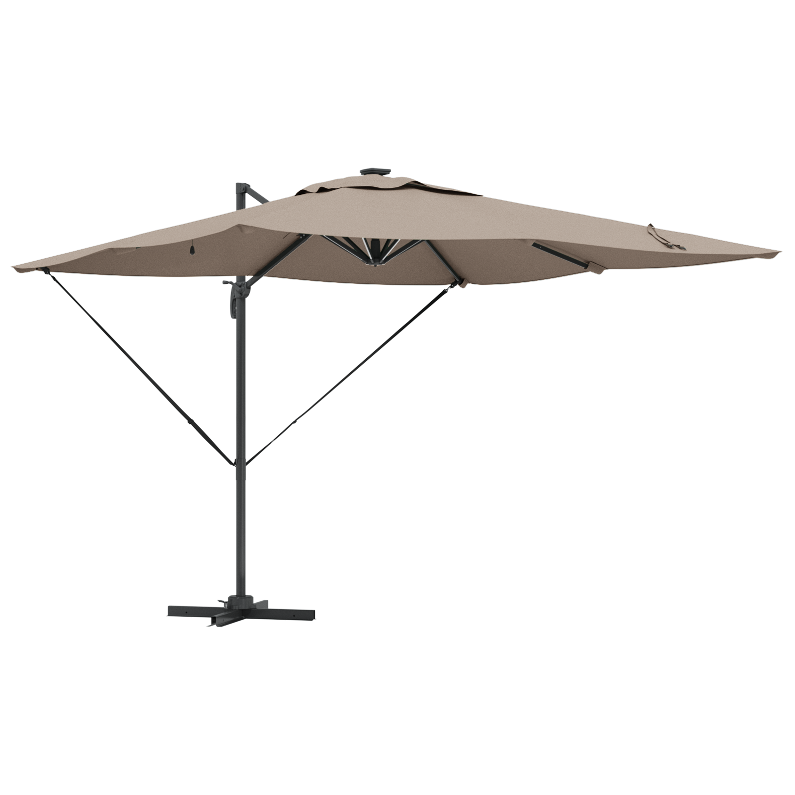 Cantilever Roma Parasol with LEDs Taupe 286x285x270 cm Aluminium - Image 2