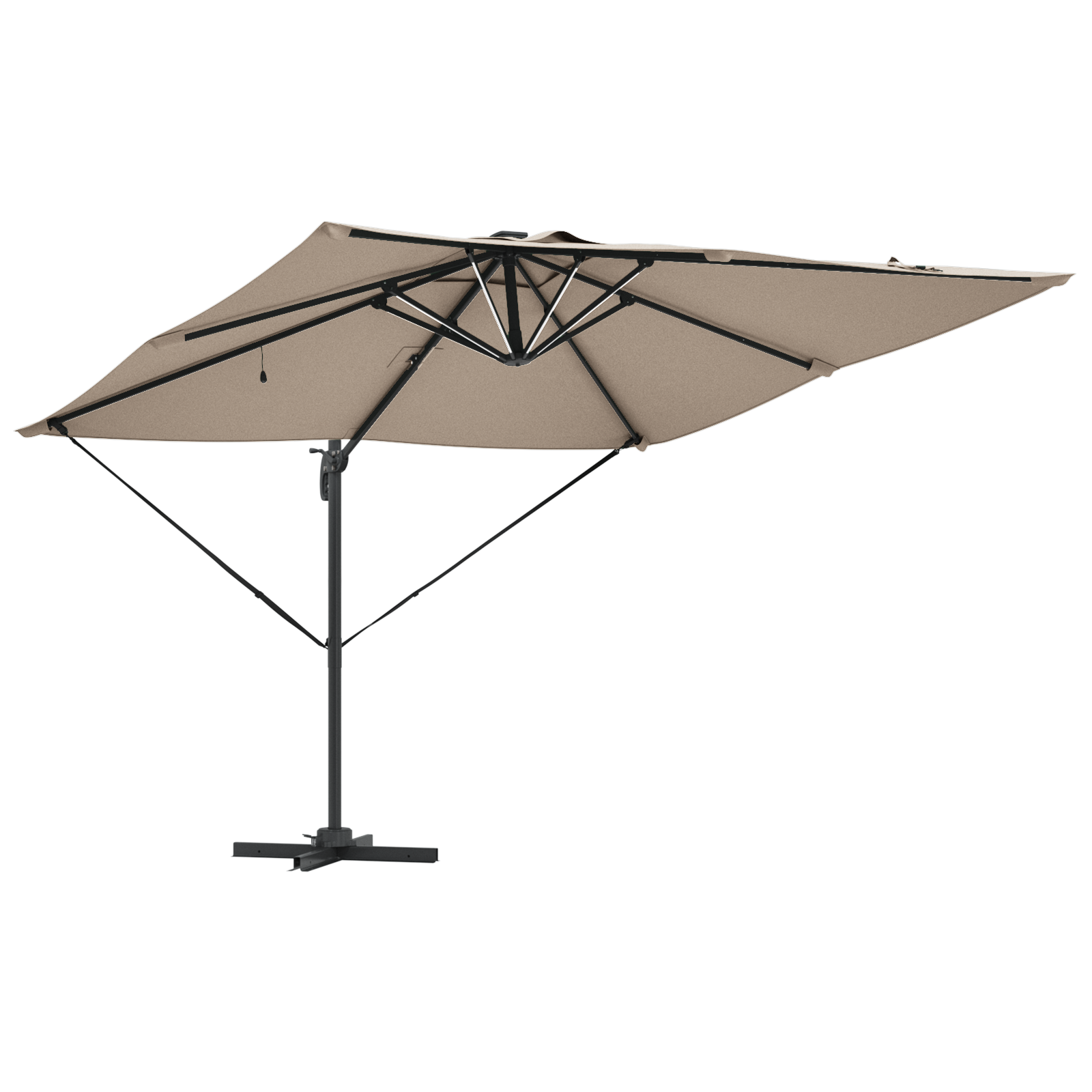 Cantilever Roma Parasol with LEDs Taupe 286x285x270 cm Aluminium - Image 4