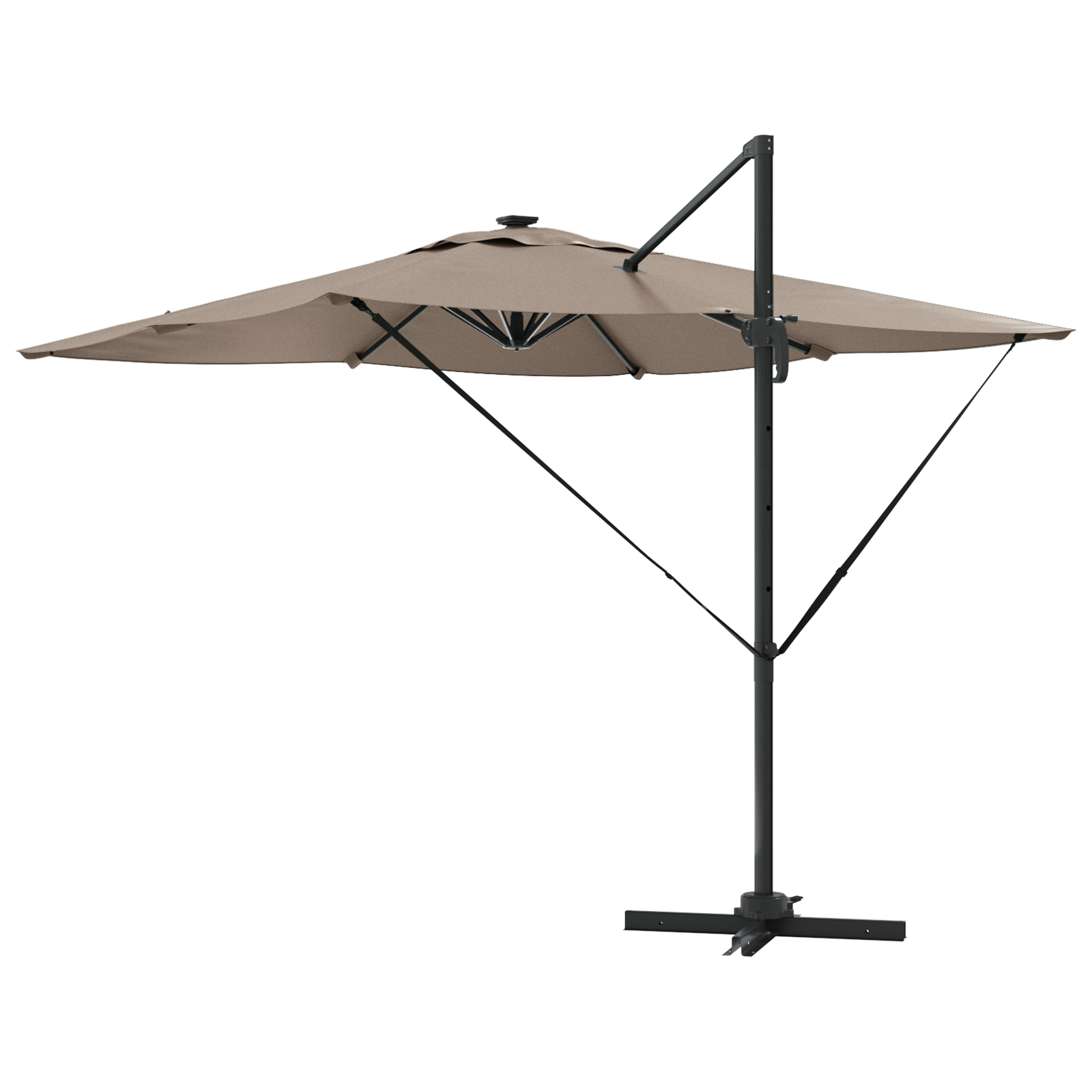 Cantilever Roma Parasol with LEDs Taupe 286x285x270 cm Aluminium - Image 7