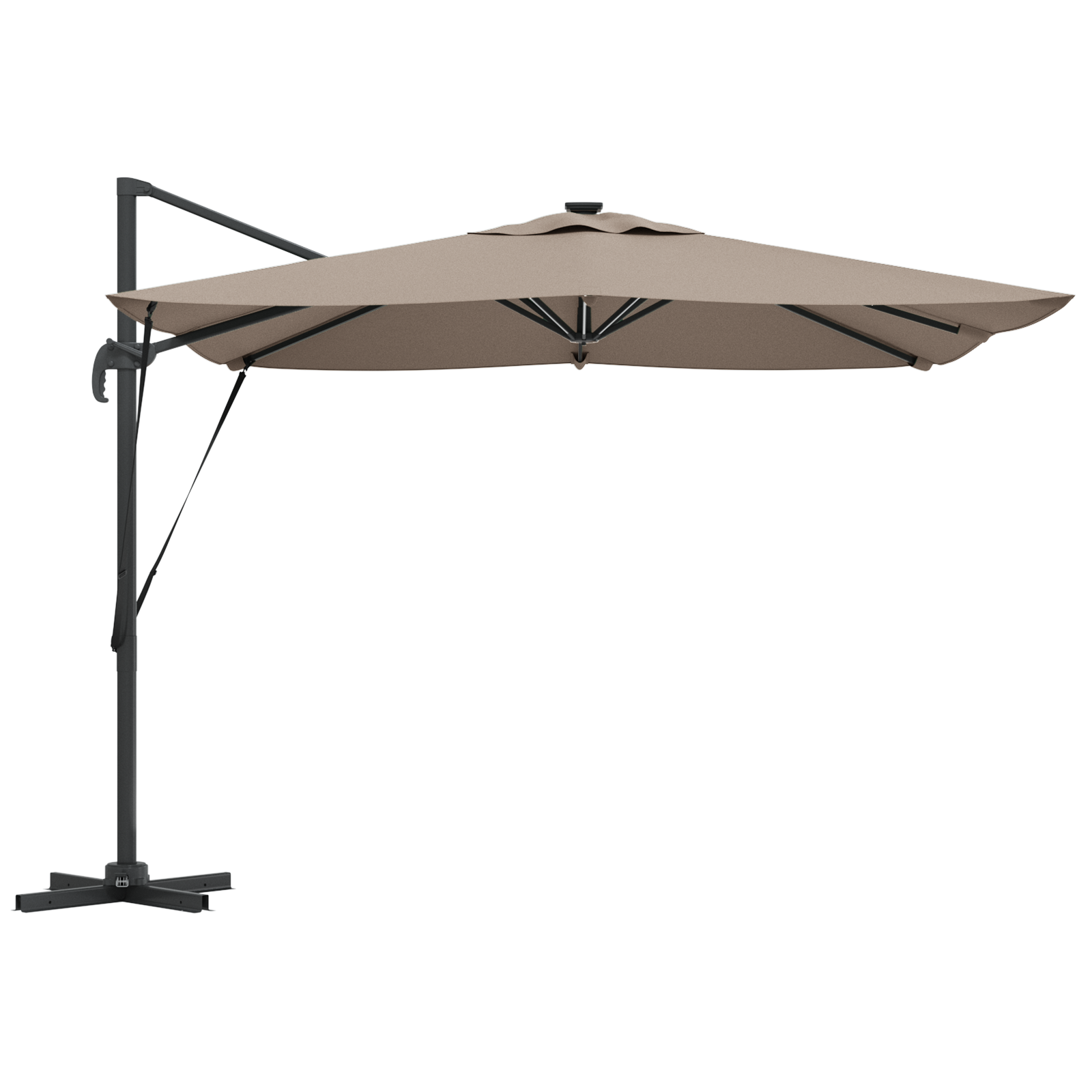Cantilever Roma Parasol with LEDs Taupe 286x285x270 cm Aluminium - Image 6