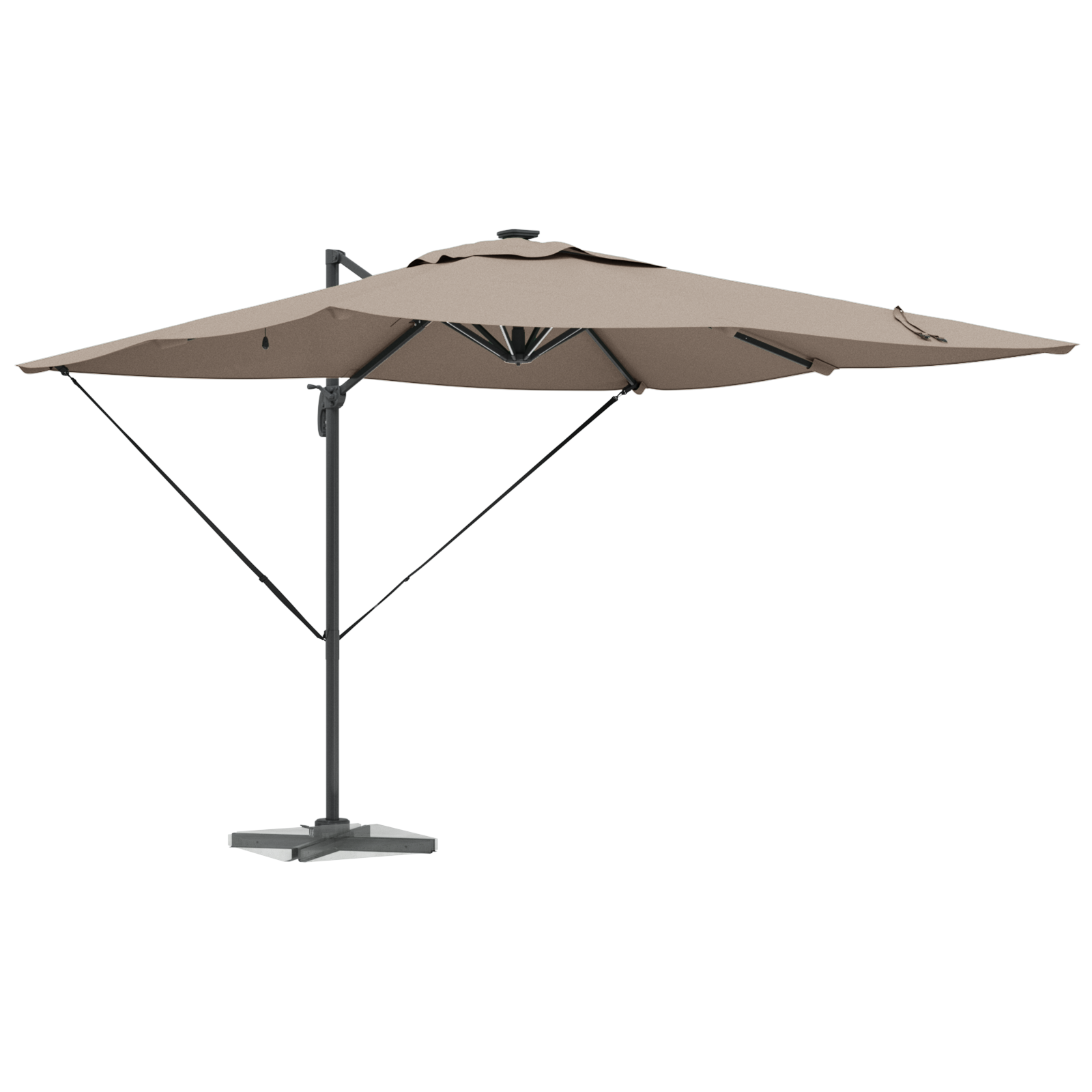 Cantilever Roma Parasol with LEDs Taupe 286x285x270 cm Aluminium - Image 3