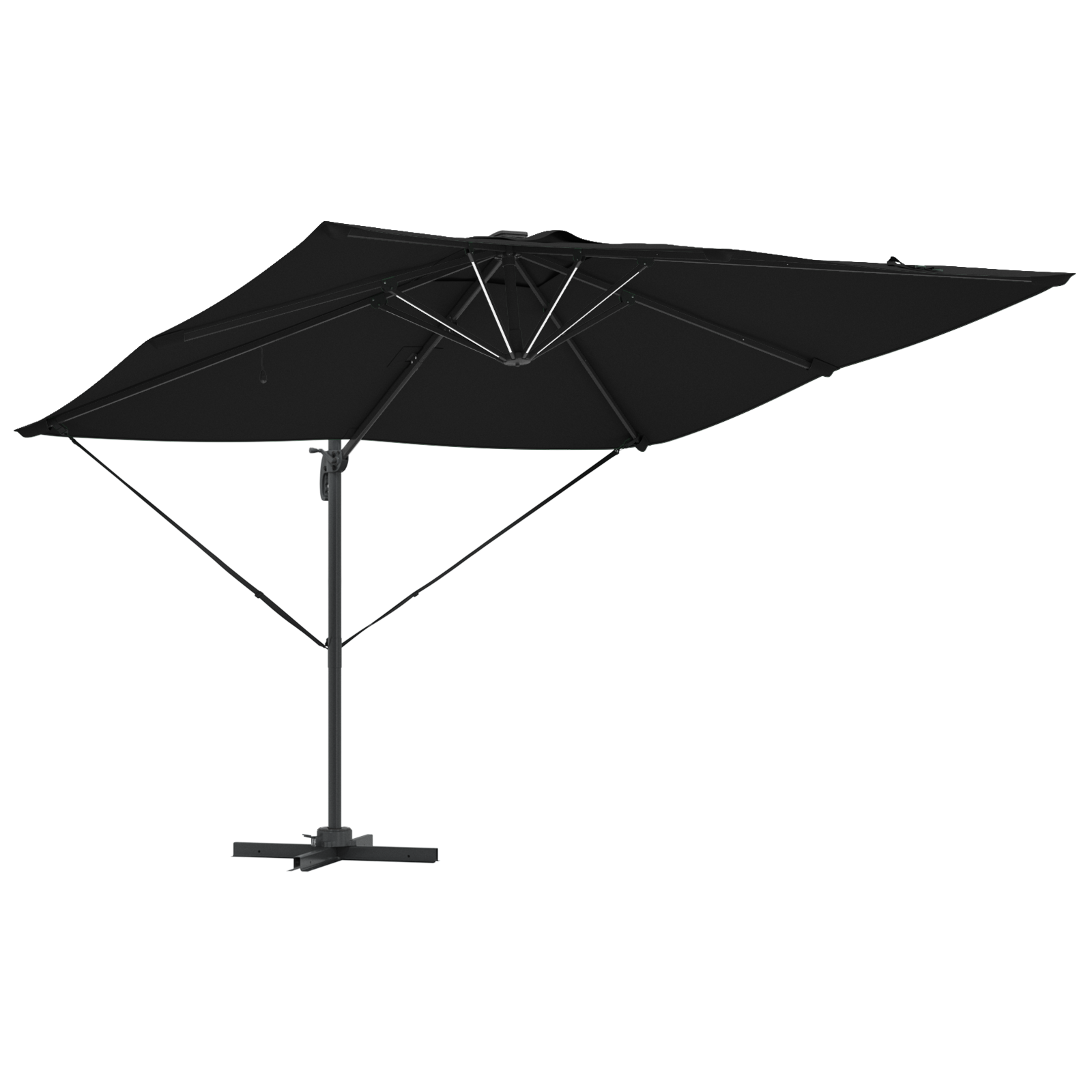 Cantilever Roma Parasol with LEDs Black 286x285x270 cm Aluminium - Image 4