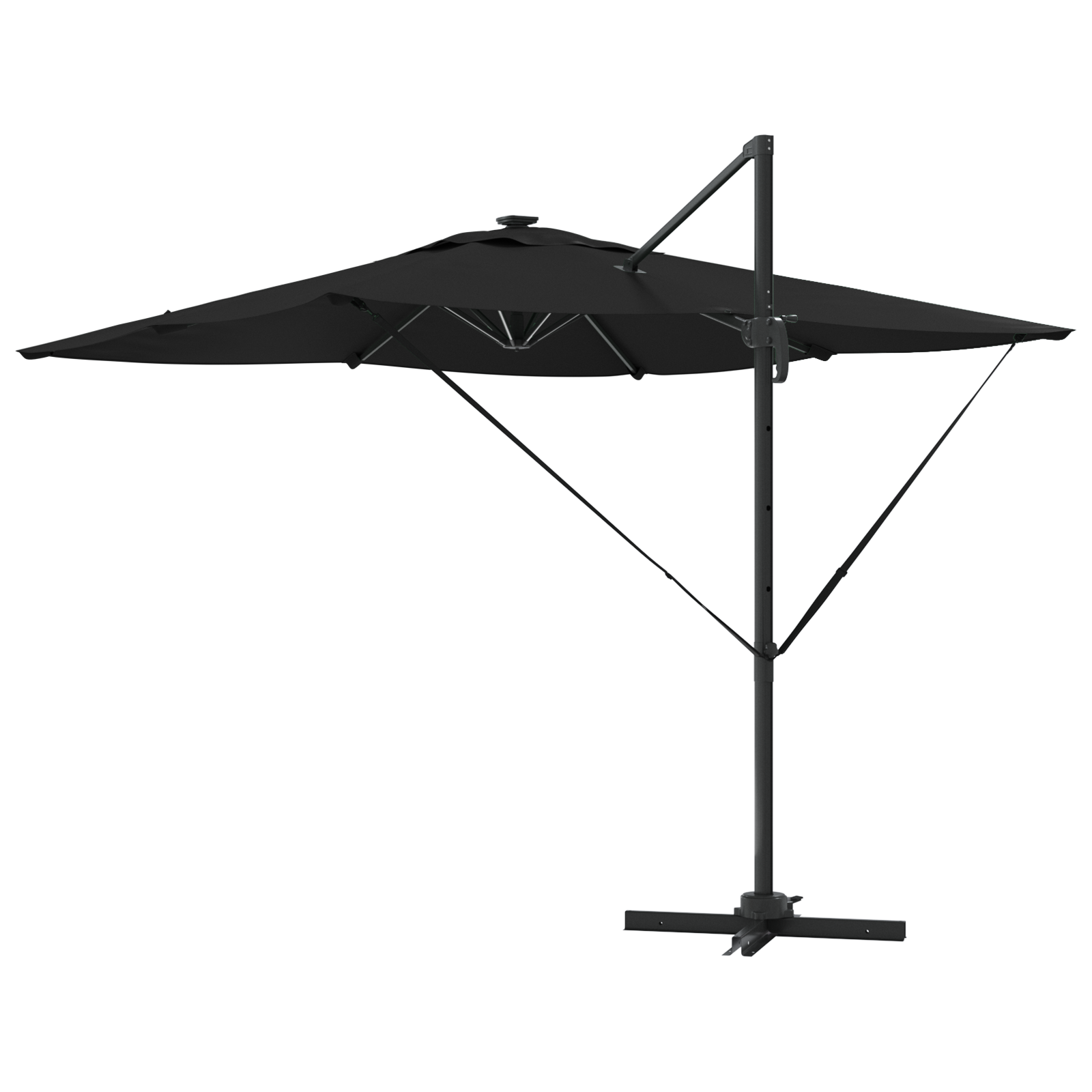 Cantilever Roma Parasol with LEDs Black 286x285x270 cm Aluminium - Image 7
