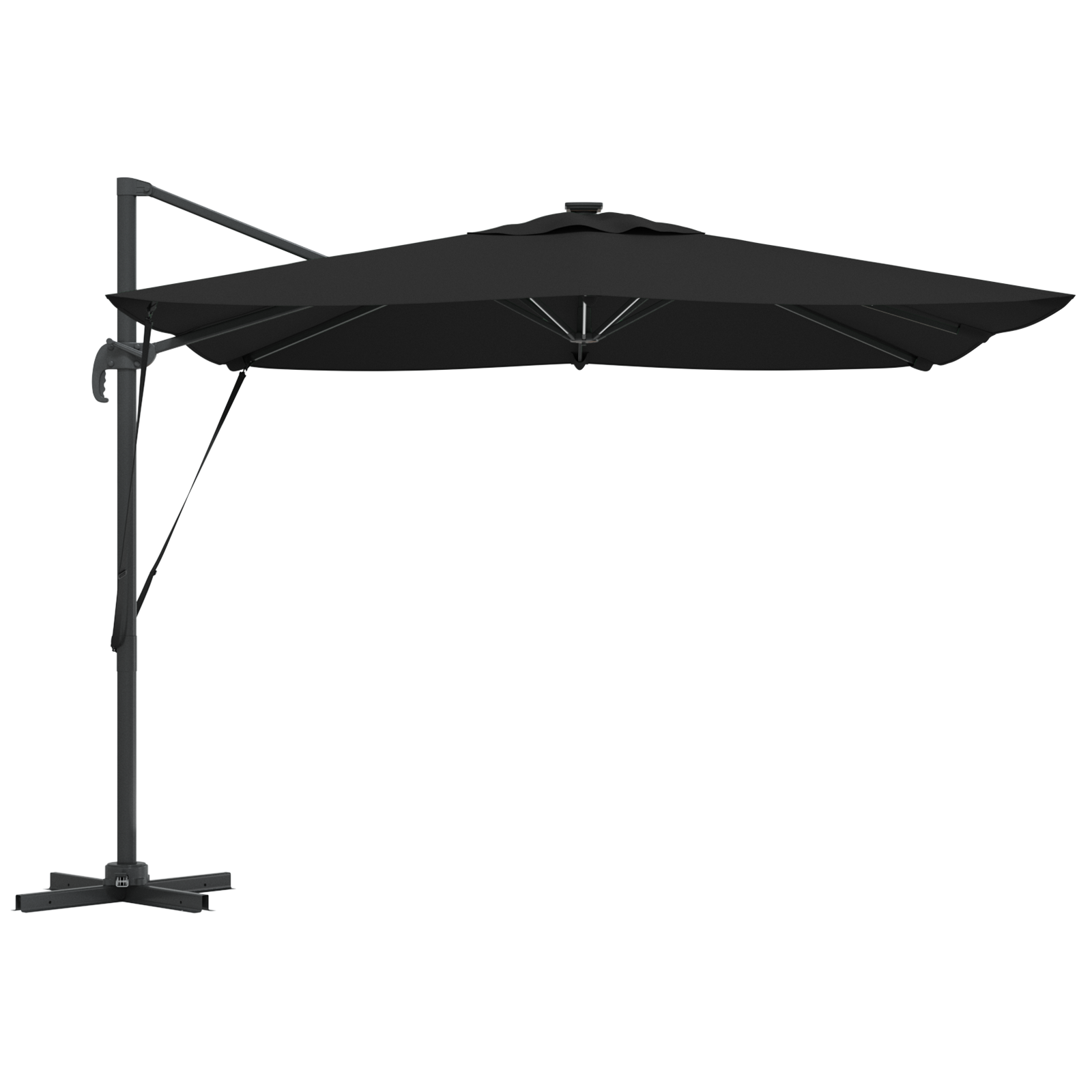 Cantilever Roma Parasol with LEDs Black 286x285x270 cm Aluminium - Image 6